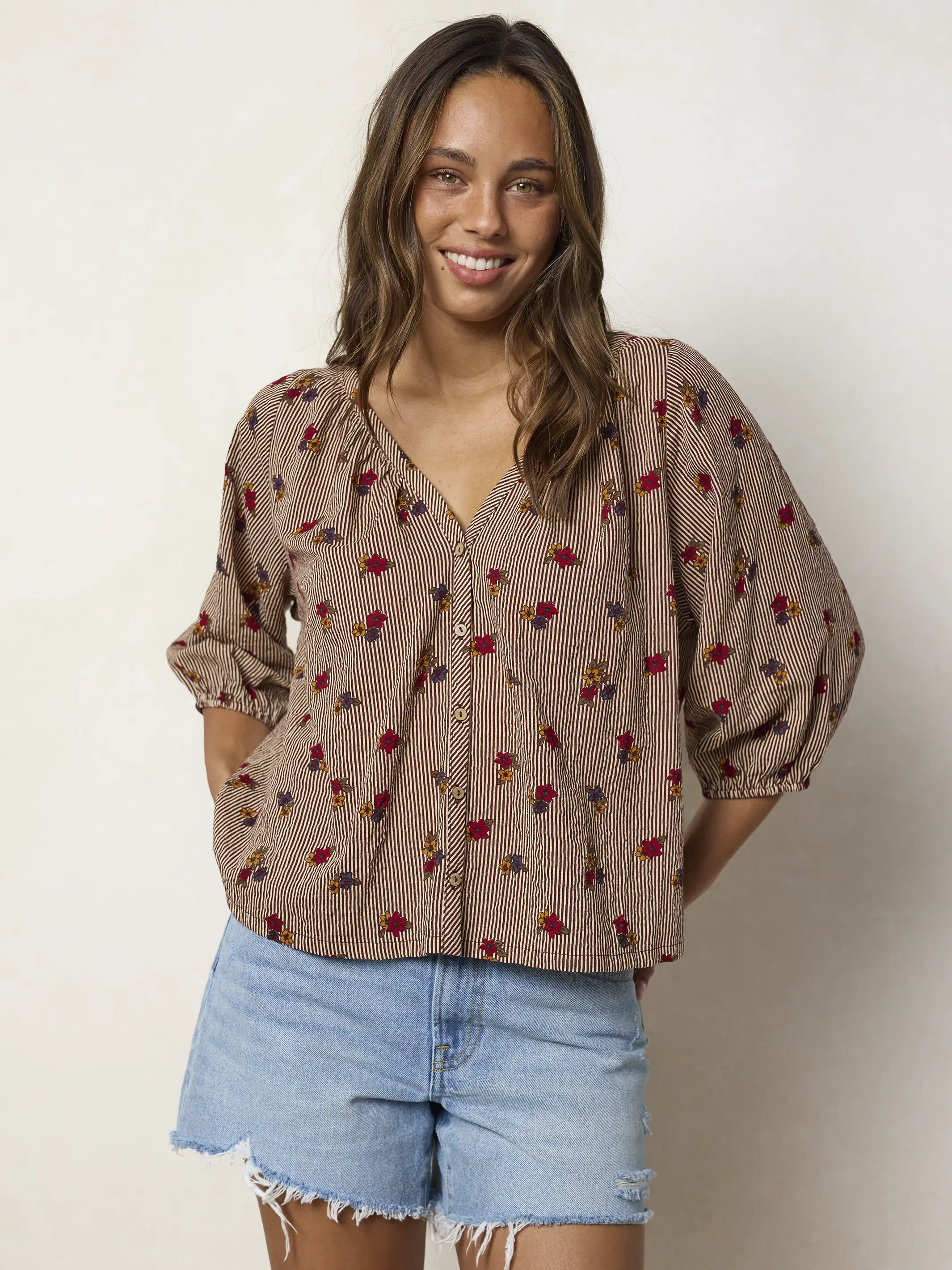 Abby Blouse - Ditsy Garden Stripe - Image 3