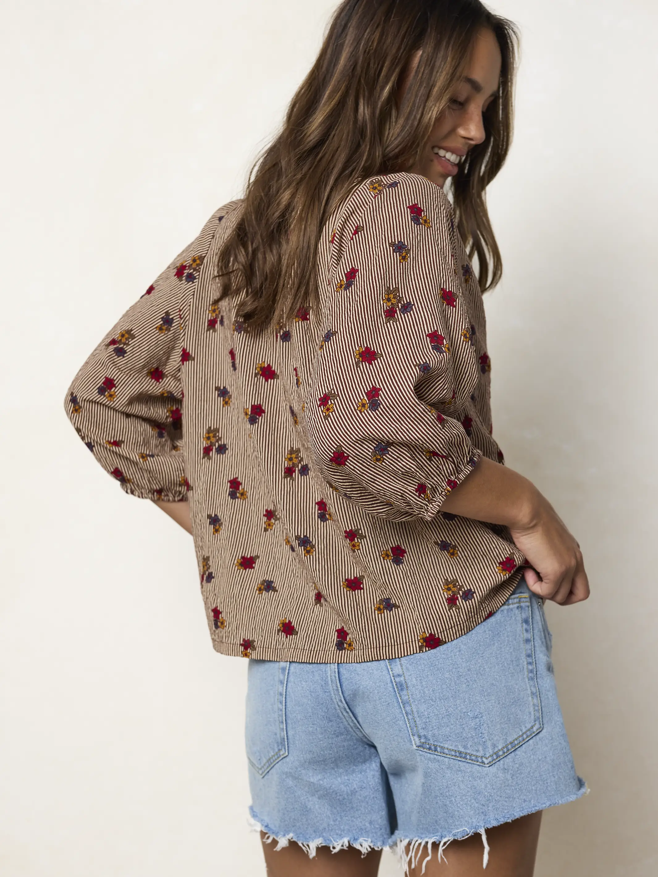 Abby Blouse - Ditsy Garden Stripe - Image 4