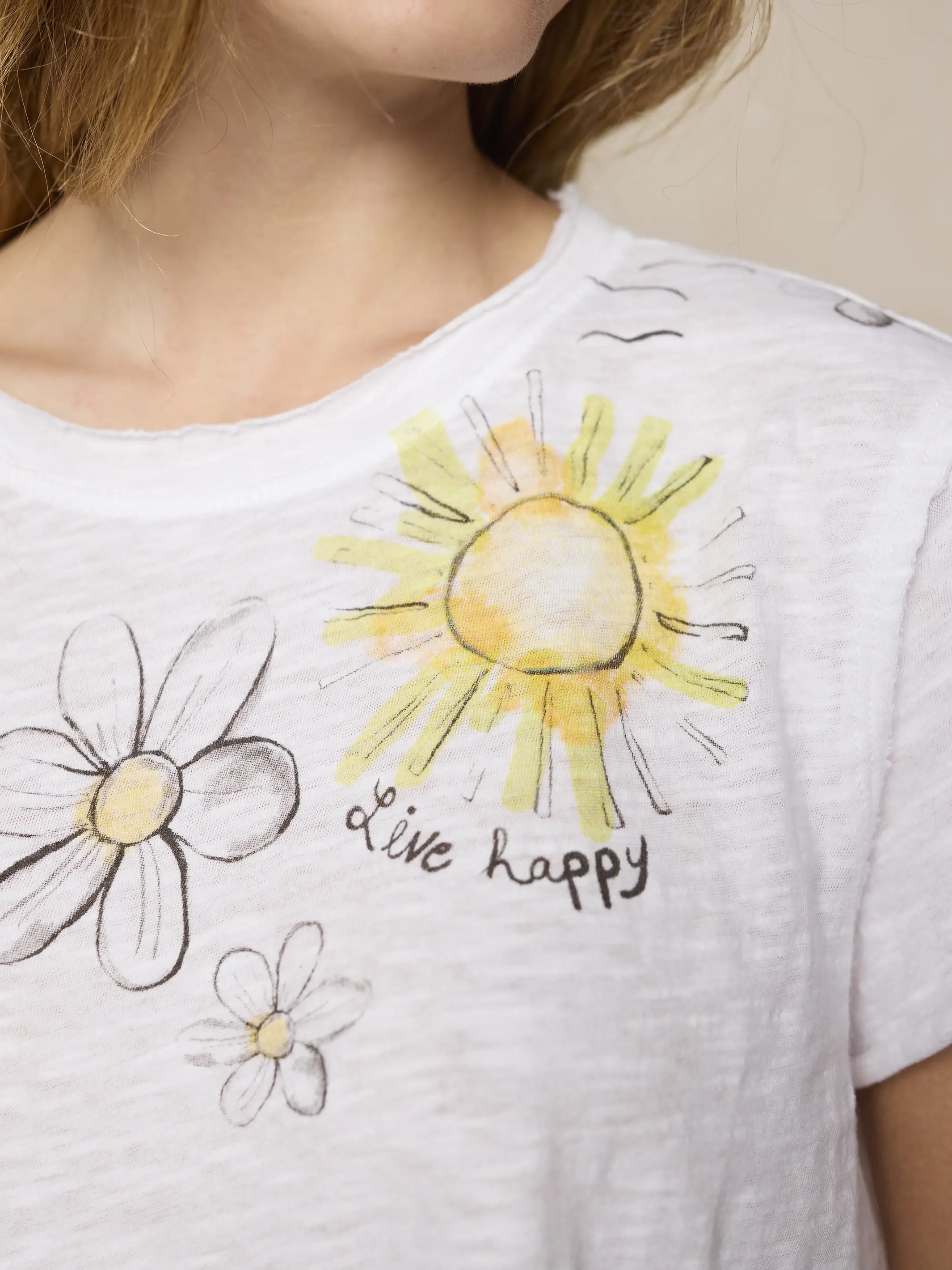 Aiden Cotton Tee - White Live Happy - Image 7
