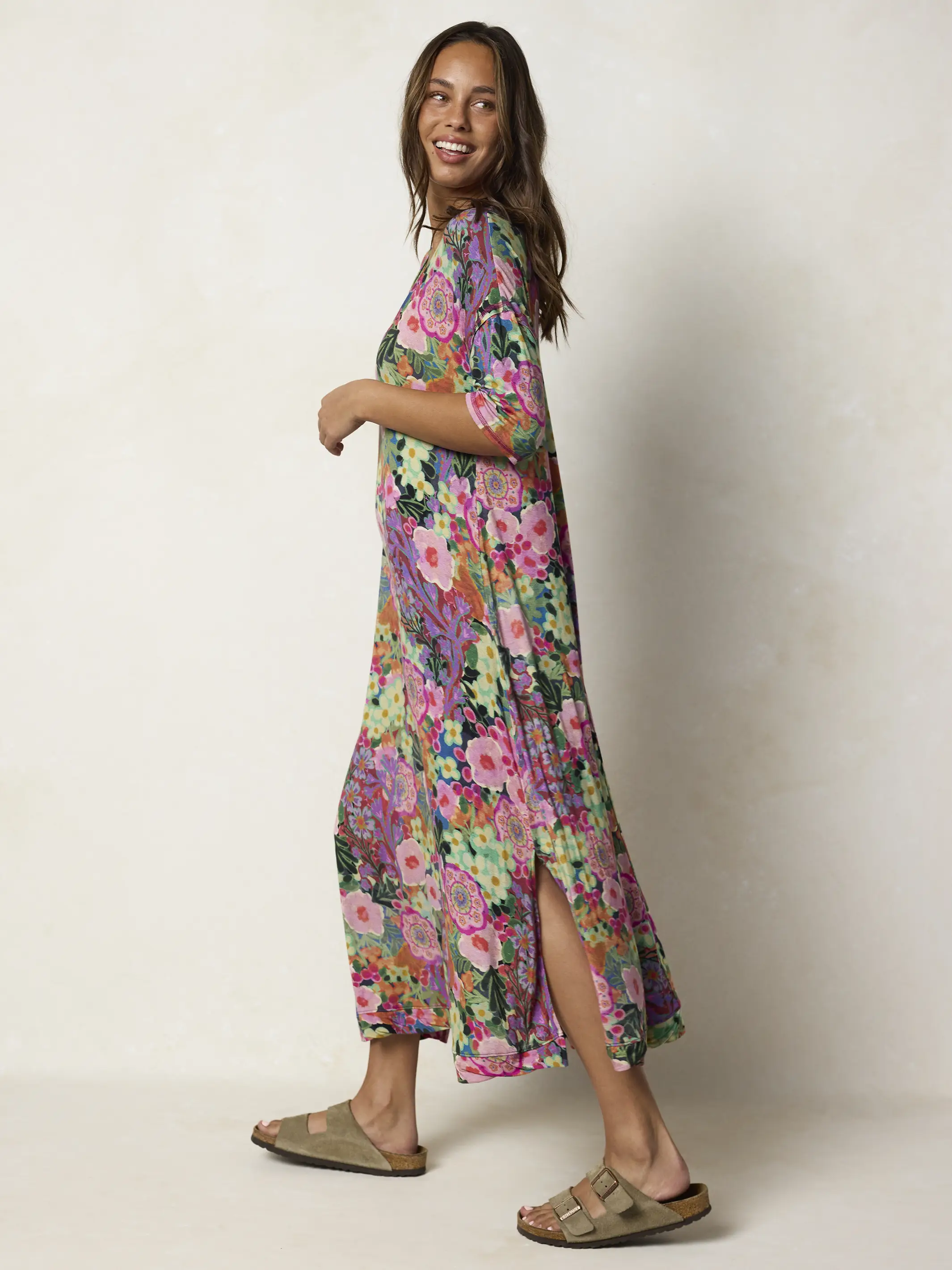 All Day "ButterSoft" Tee Dress - Pink Painted Garden - Image 5