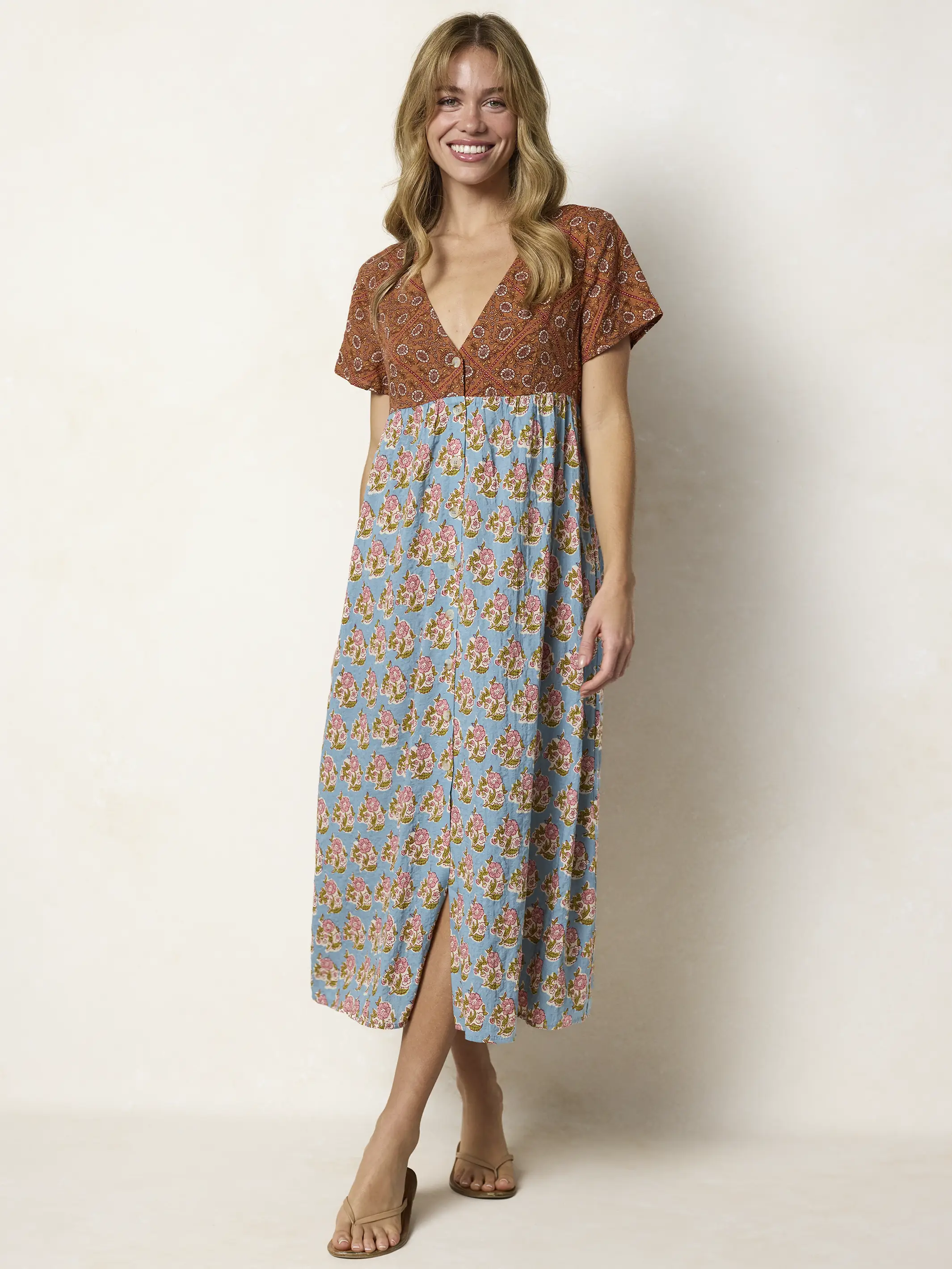 Avery Midi Dress - Wildflower Tiles Rust - Image 3
