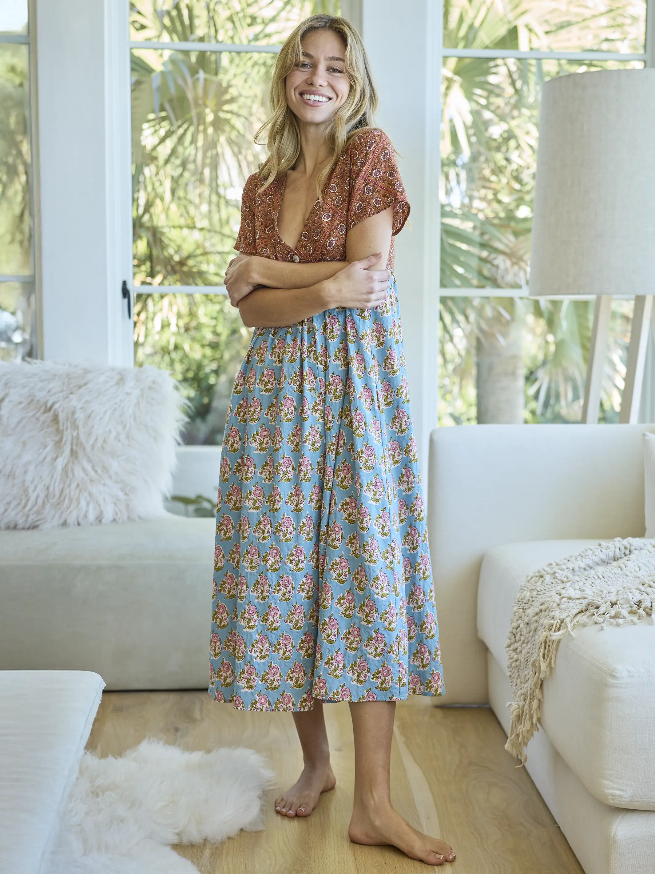 Avery Midi Dress - Wildflower Tiles Rust - Image 6