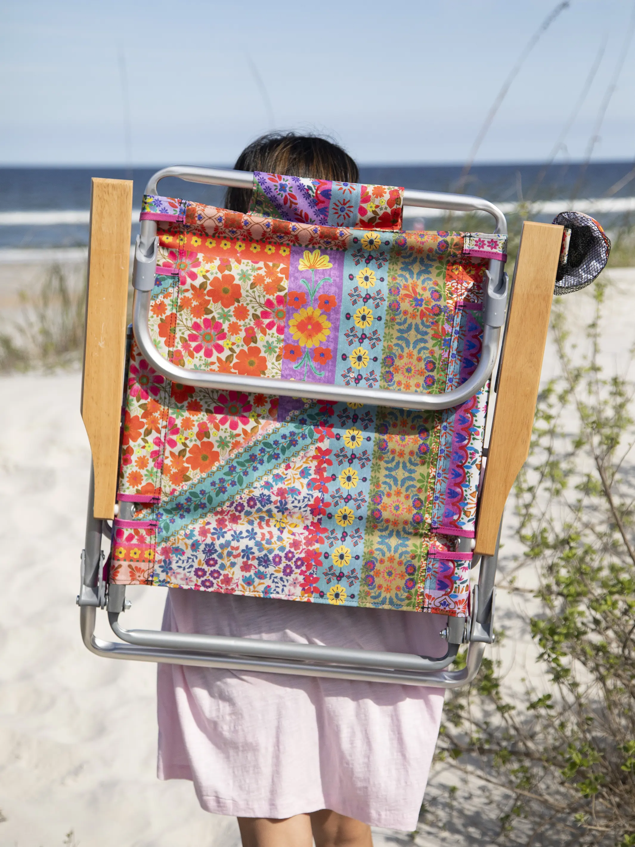 Backpack Beach Chair - Folk Flower Patchwork - Image 2