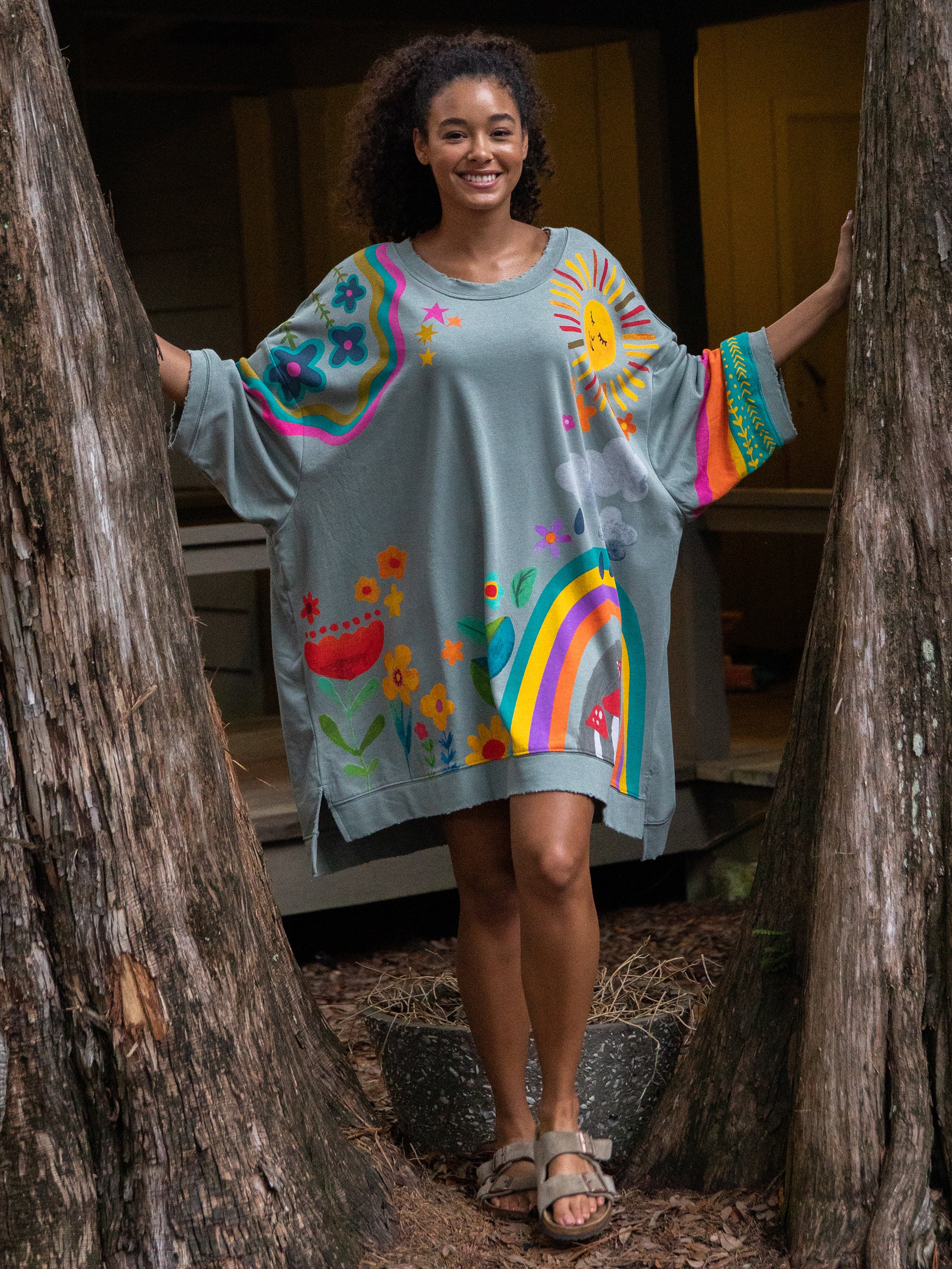 Billie Oversized Sweatshirt - Dusty Blue Rainbow - Image 3