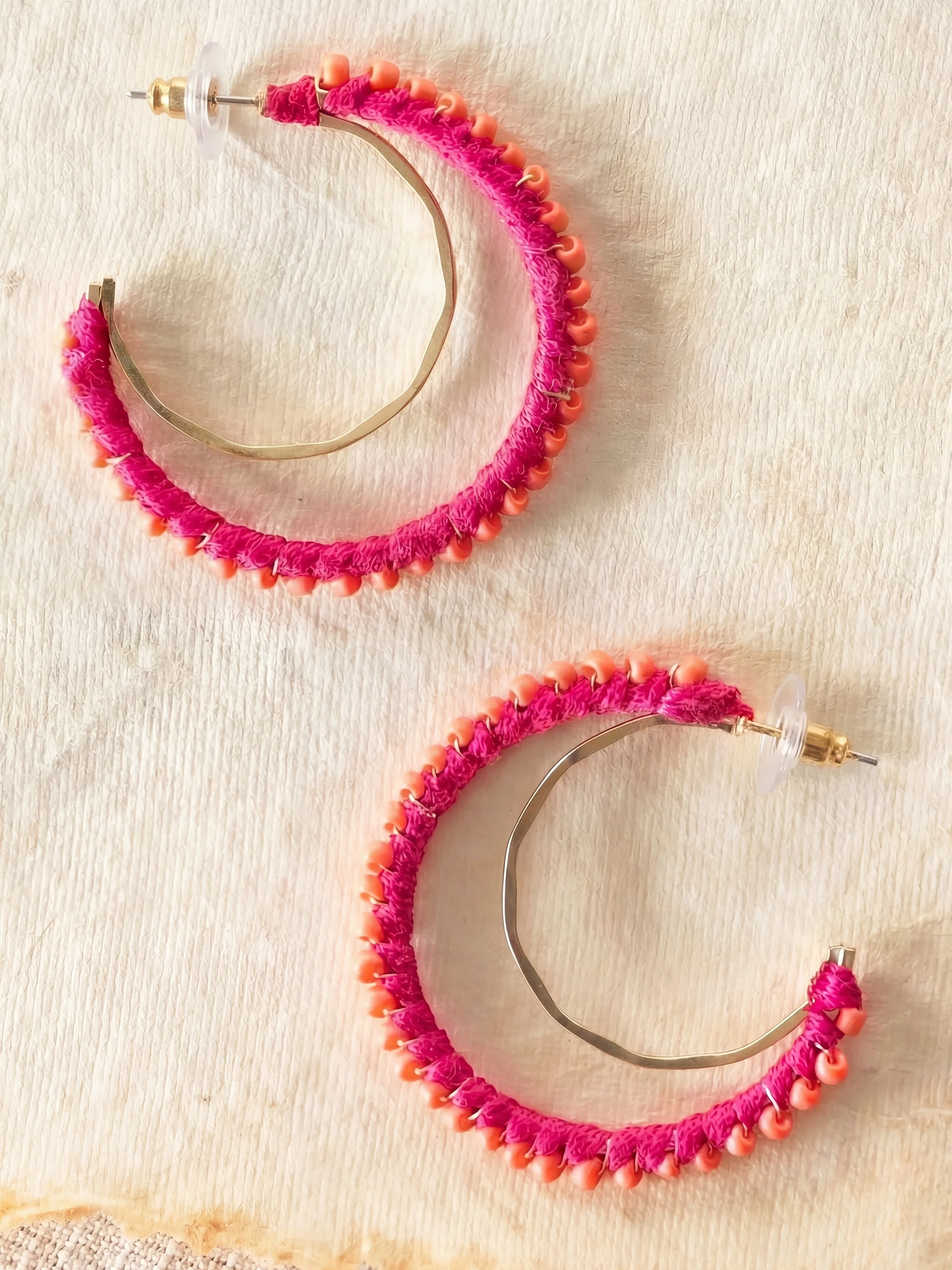 Blushing Crescent Beaded Earrings - Image 3