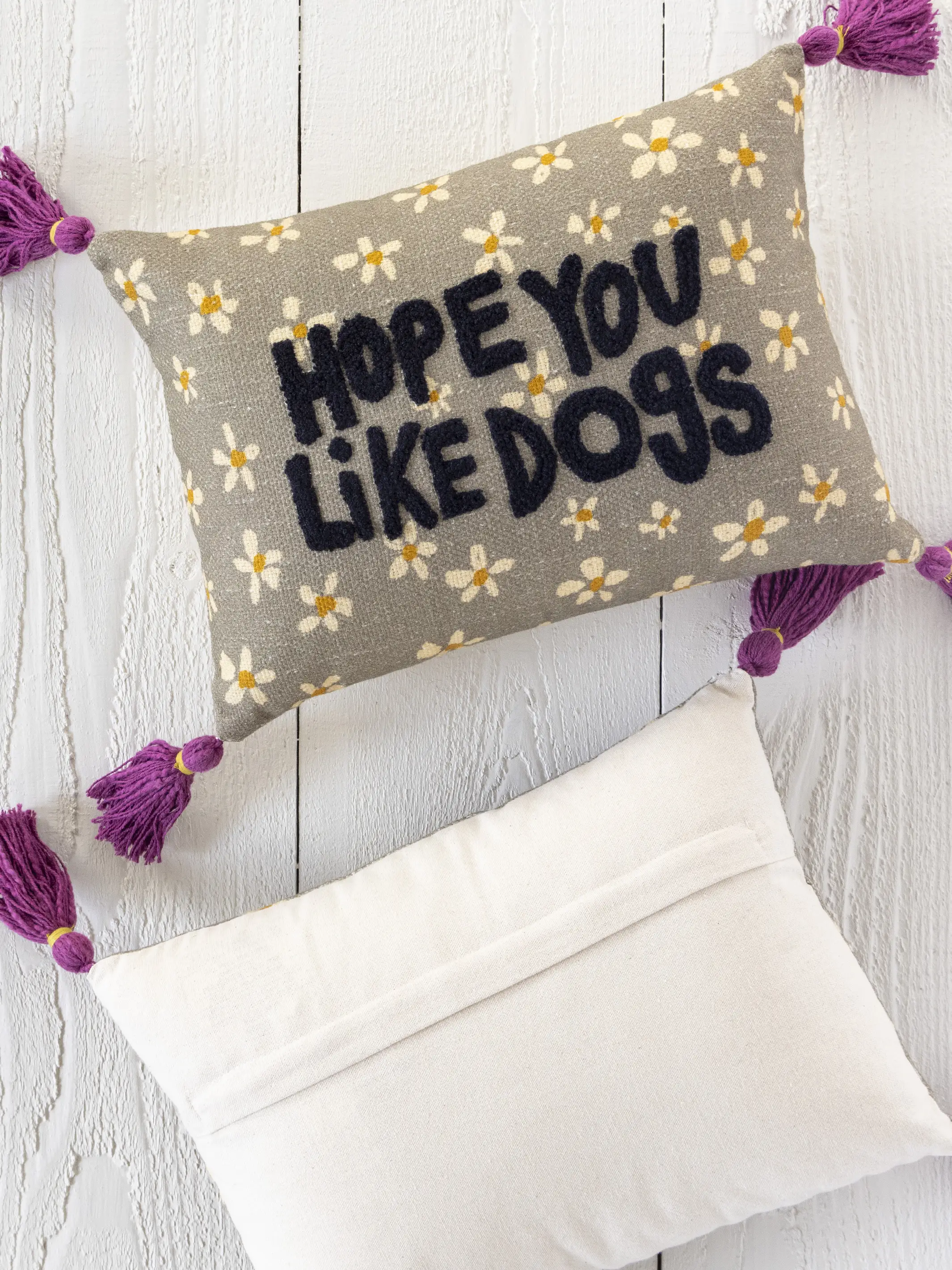 Boho Cotton Tassel Pillow - Hope You Like Dogs - Image 3