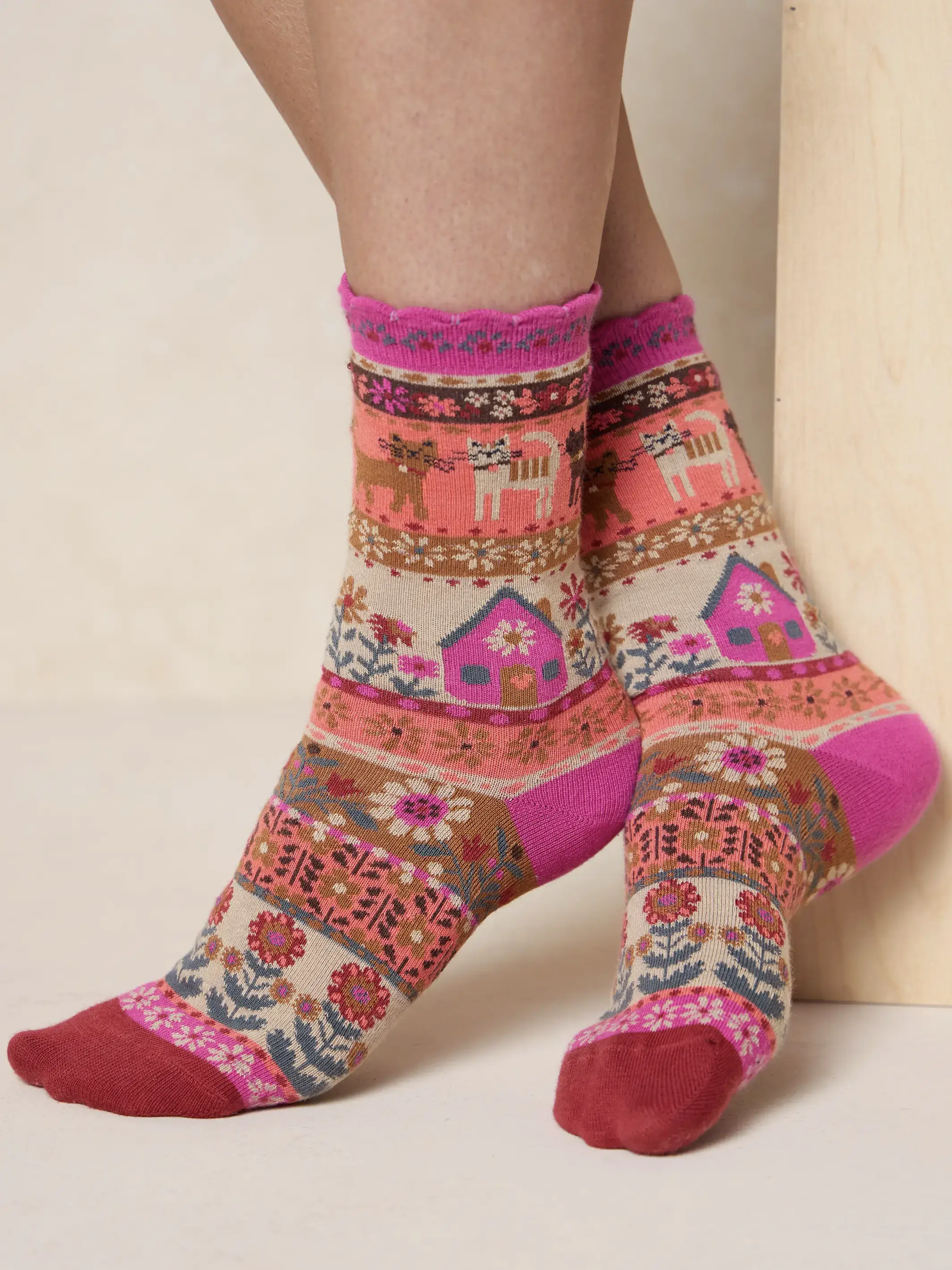 Boxed Boho Sock Set, Set of 3 - Cat - Image 3
