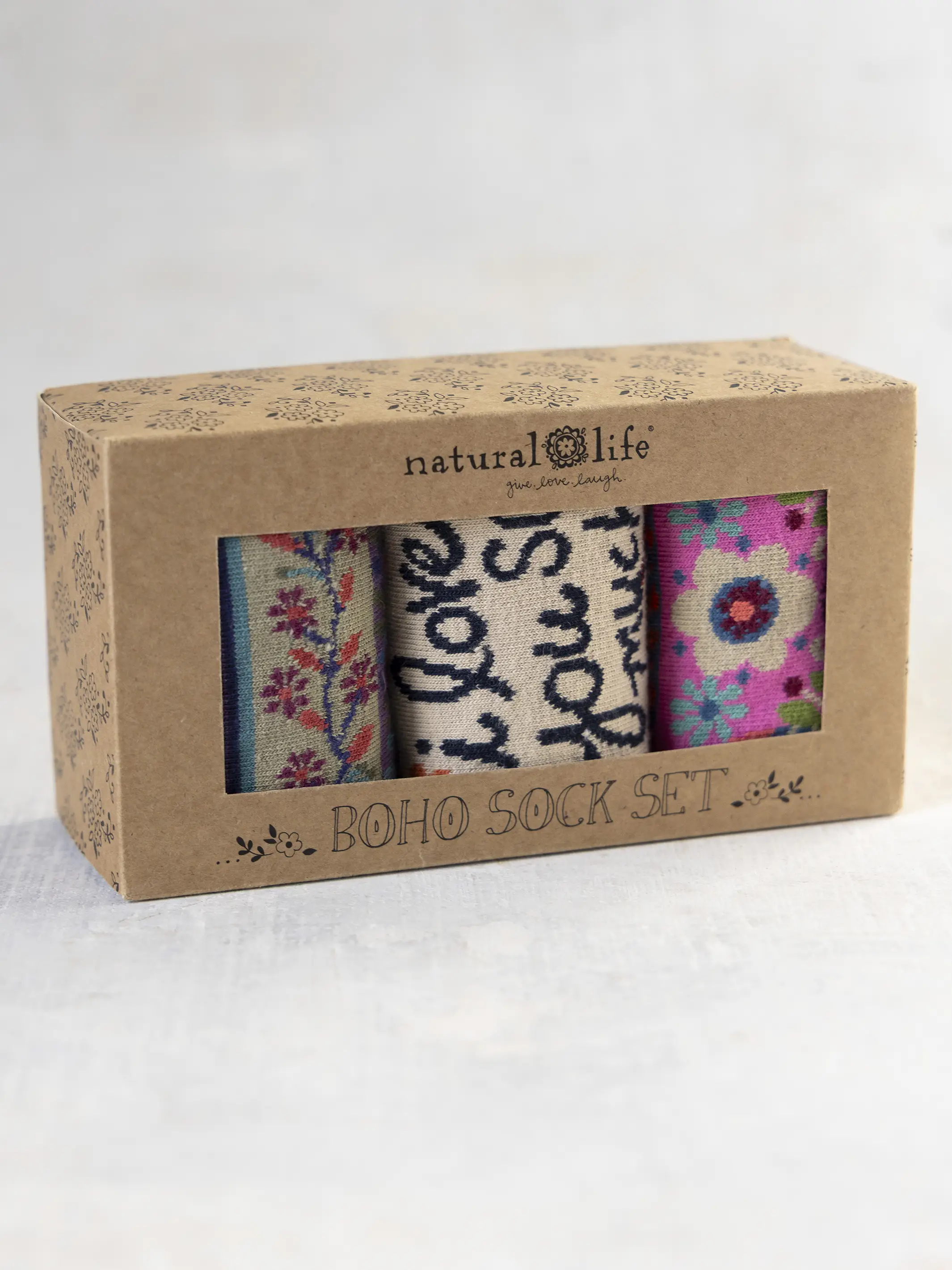 Boxed Boho Sock Set, Set of 3 - I Love You So Much - Image 3