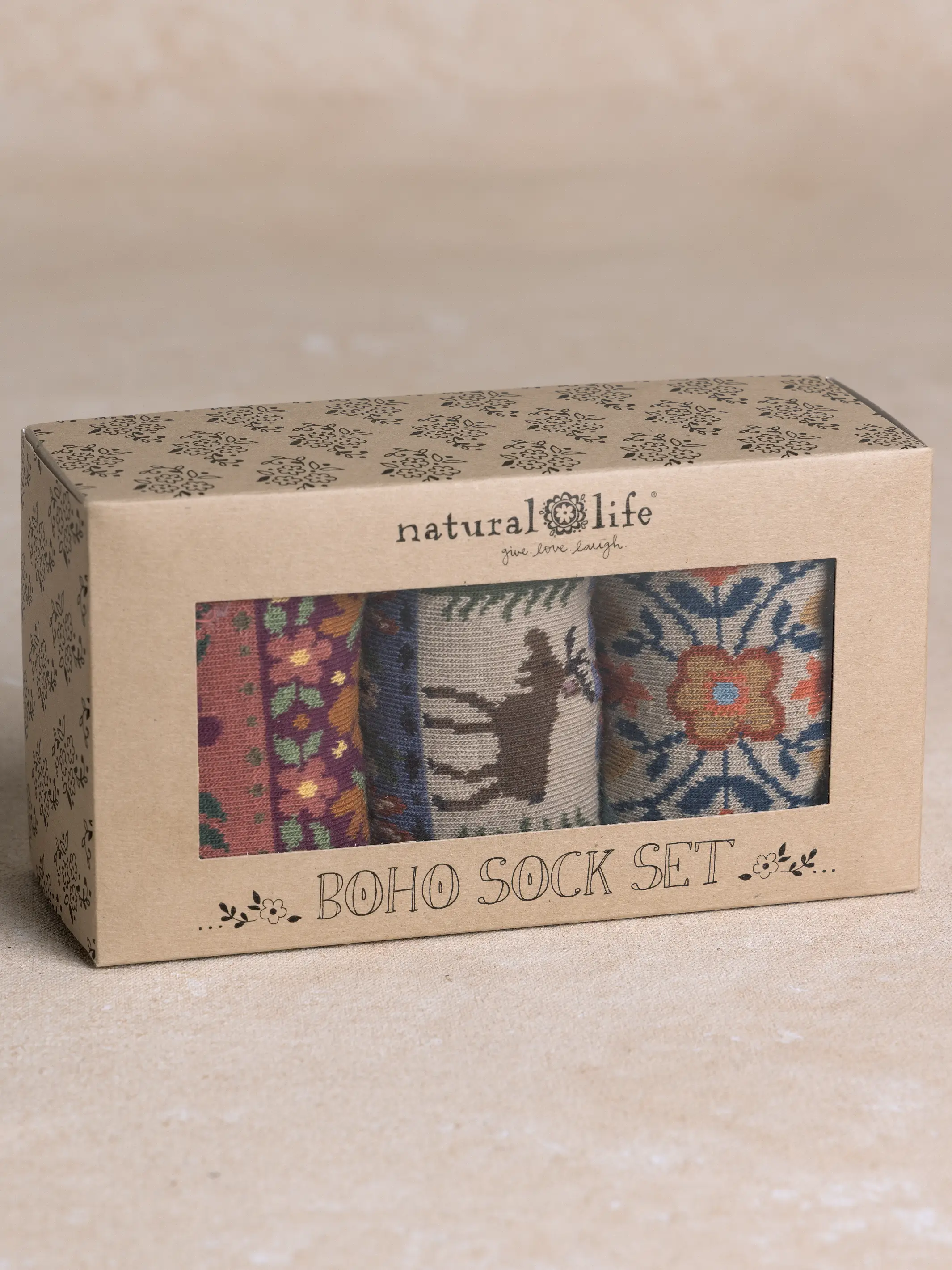 Boxed Boho Sock Set, Set of 3 - Maroon Moose - Image 4