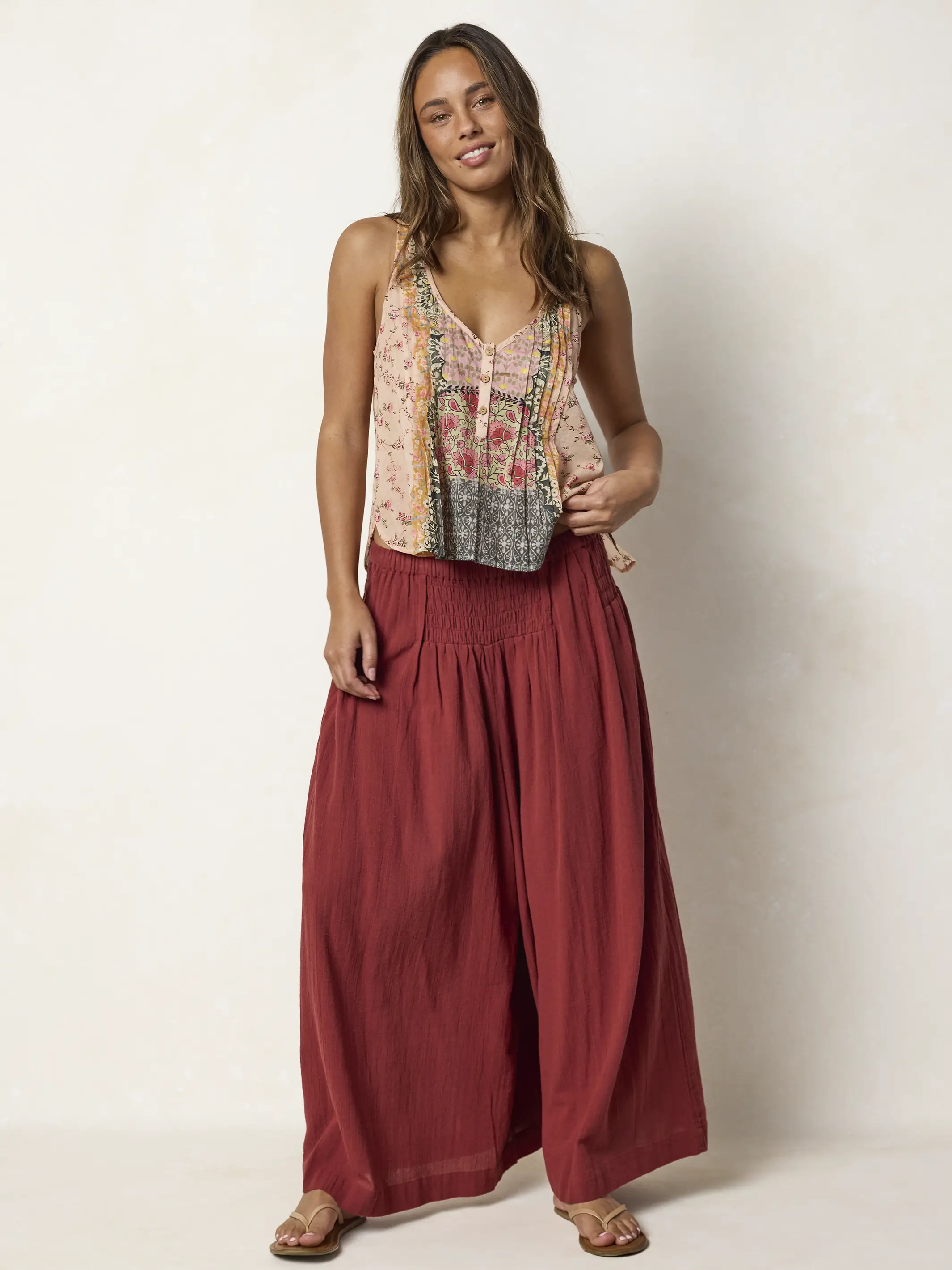 Breezy Cotton Wide Leg Pants - Terracotta - Image 2