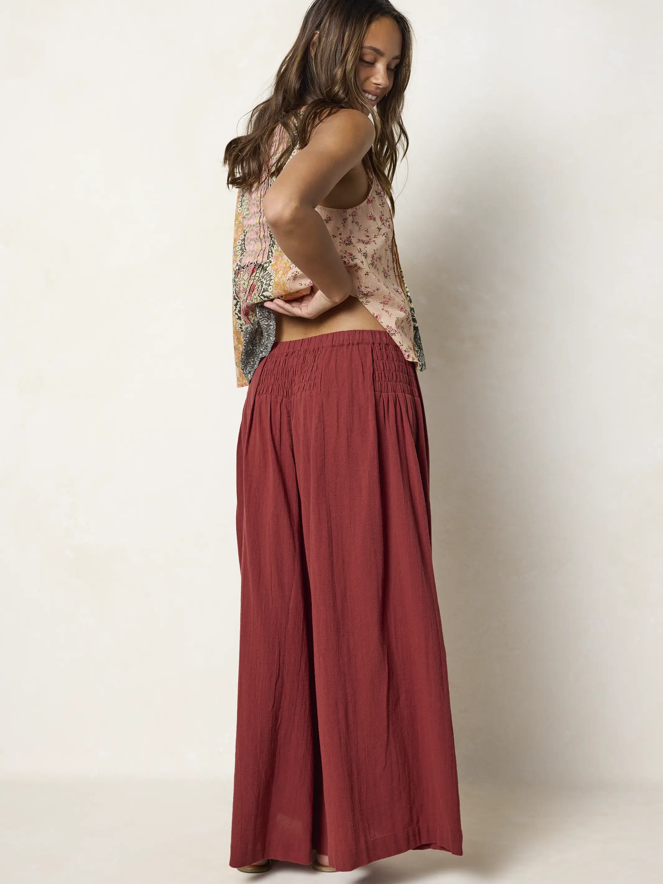 Breezy Cotton Wide Leg Pants - Terracotta - Image 4