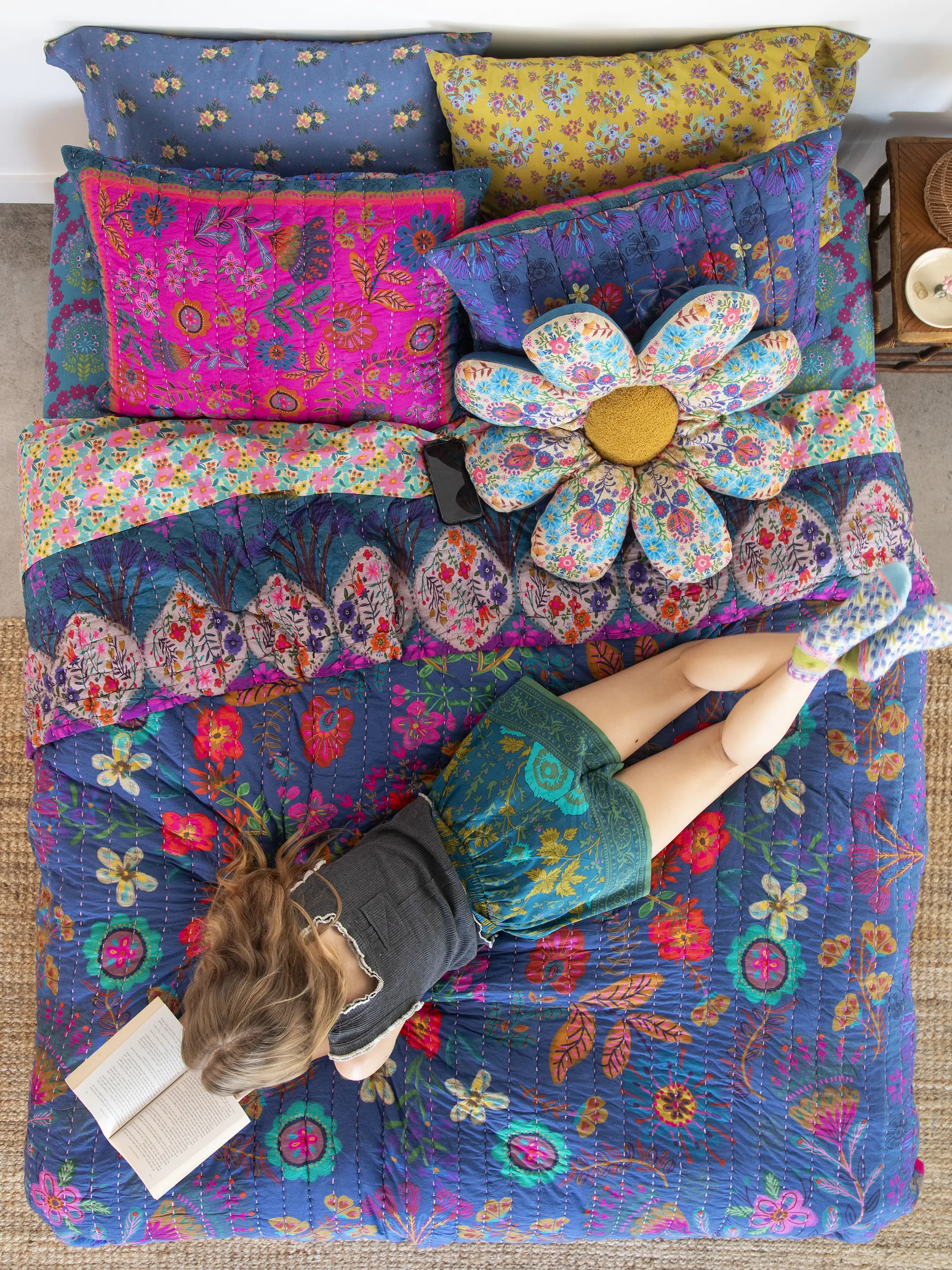 Bungalow Reversible Cotton Quilt - Magic Folk Garden - Image 4