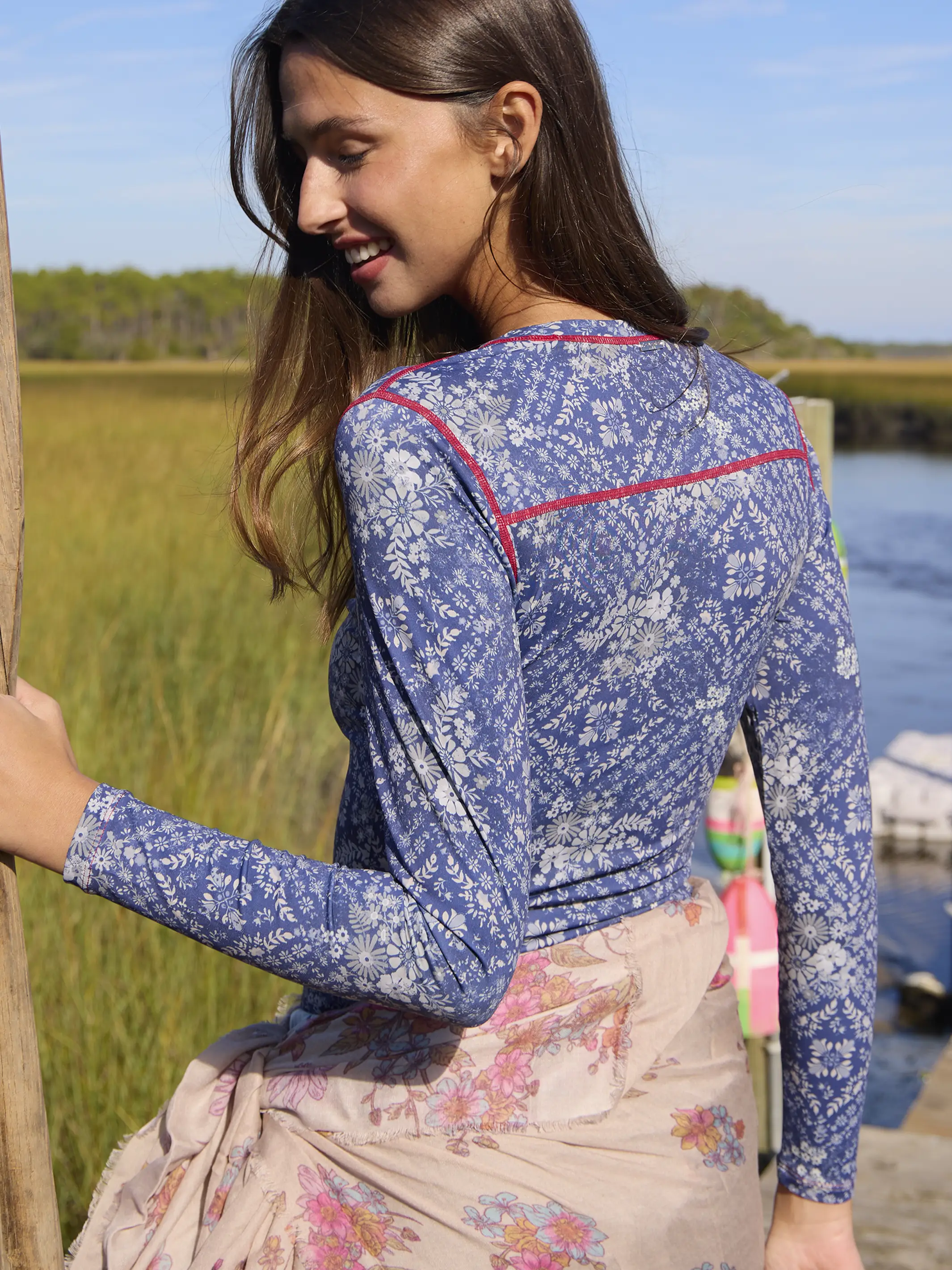 Cabana Life x Natural Life Rashguard - Diamond Bandana Navy - Image 3