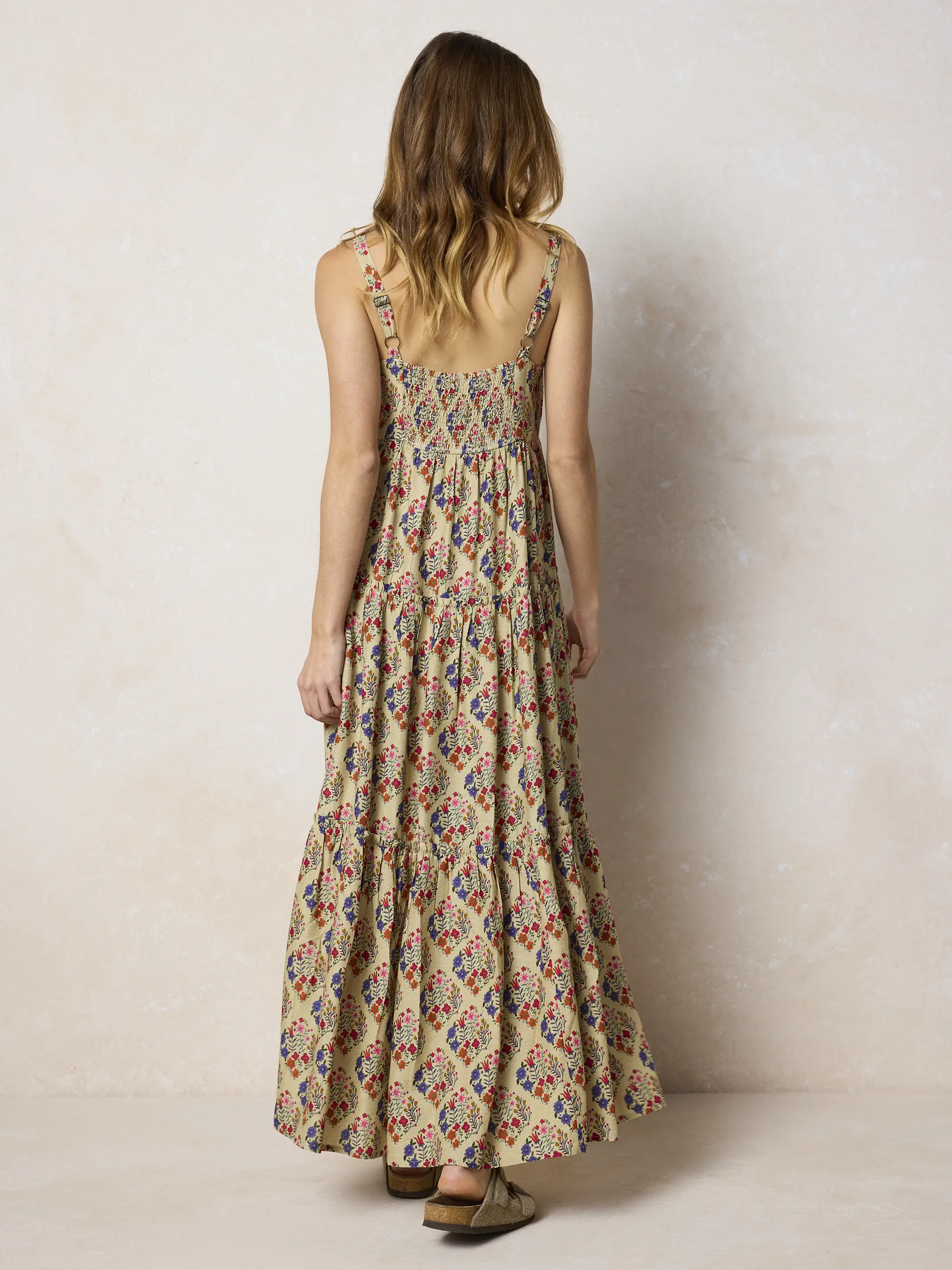 Cami Tie-Front Maxi Dress - Ditsy Diamonds Cream - Image 7