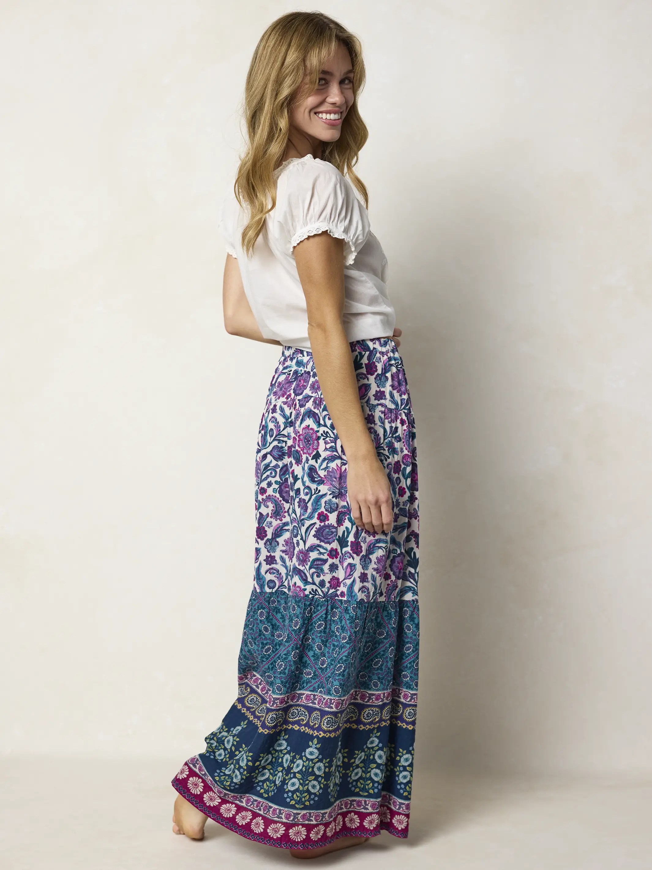 Camille Maxi Skirt - Sunnyfield Floral Purple - Image 4