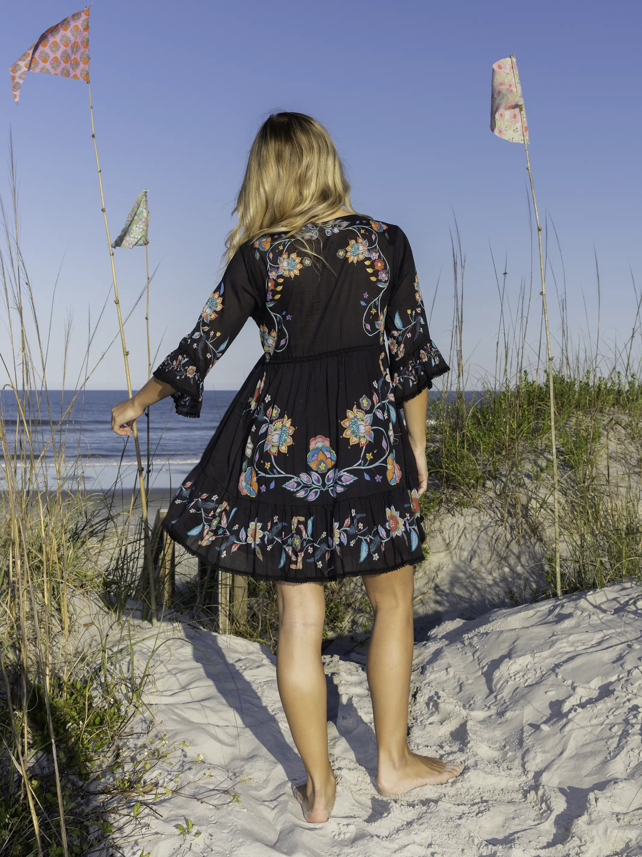 Capri Cotton Mini Dress - Black - Image 2
