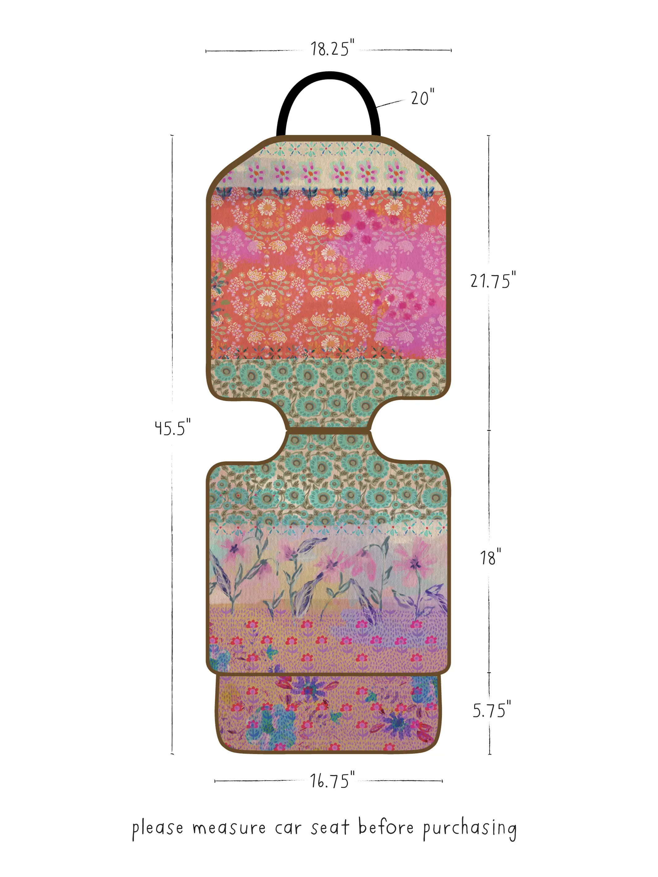 Car Seat Protector - Pink Watercolor Patchwork - Image 4