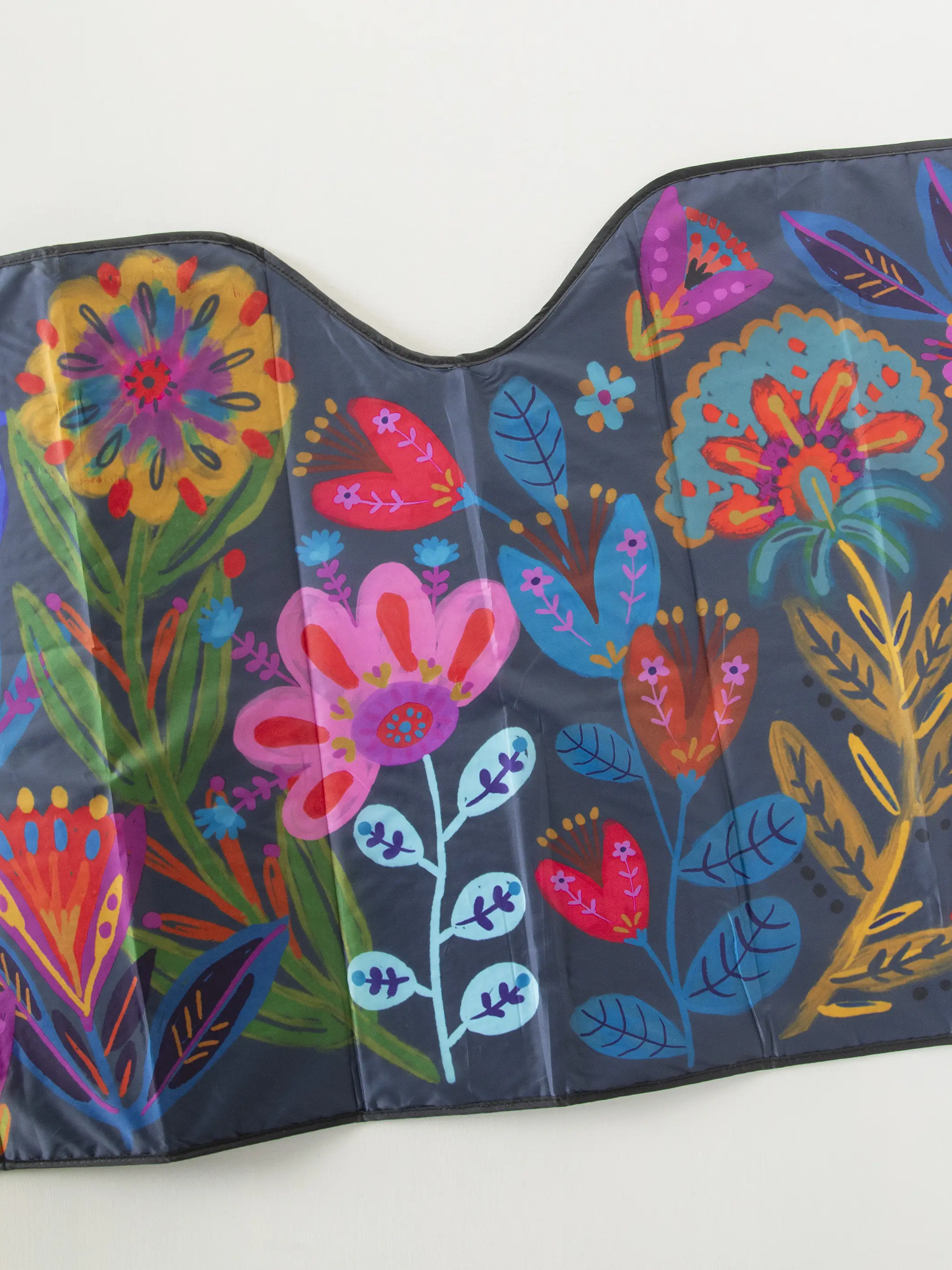 Car Sun Shade - Navy Folk Flower - Image 3