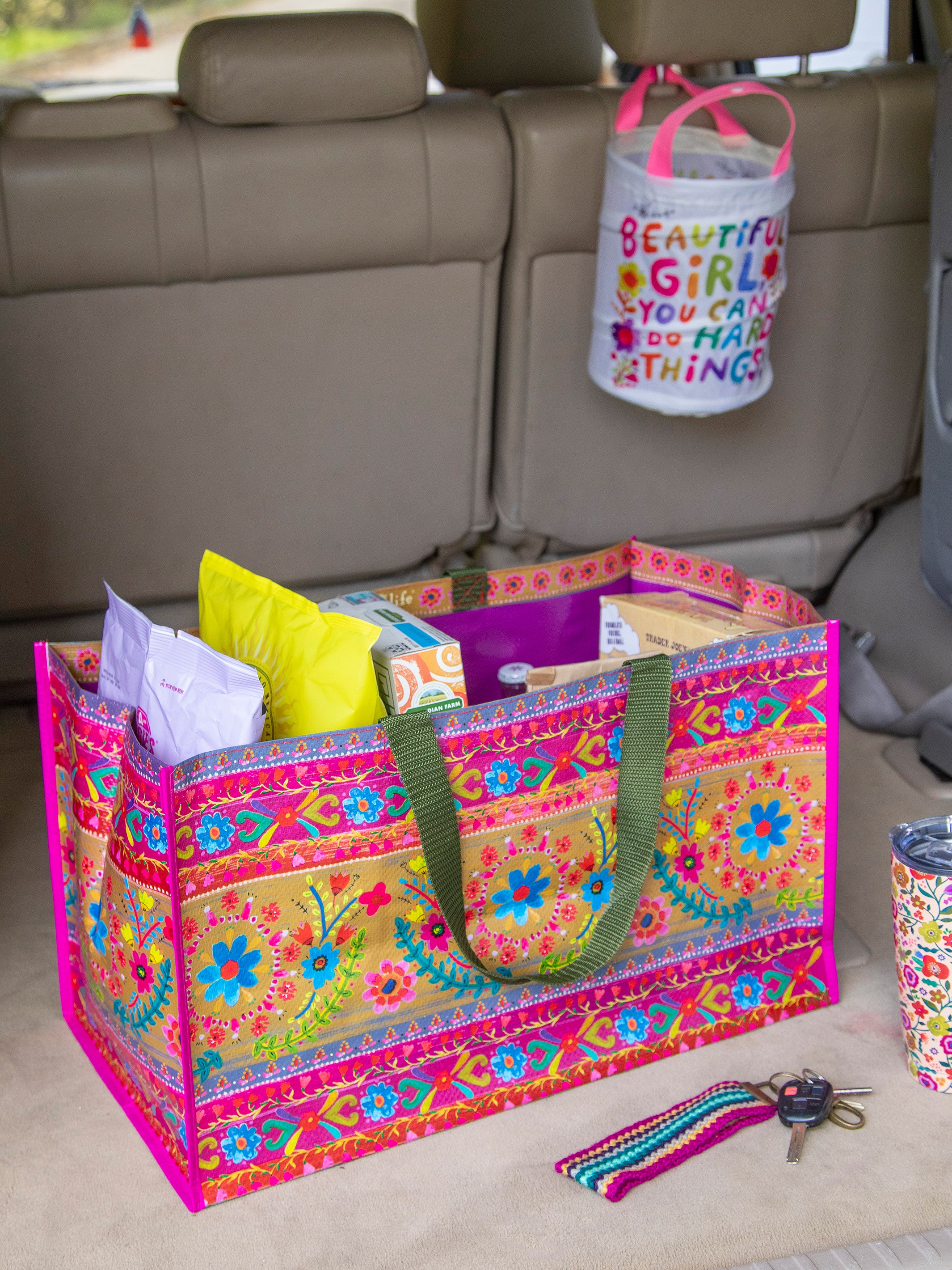 Carry All Happy Tote Bag - Floral Border - Image 2