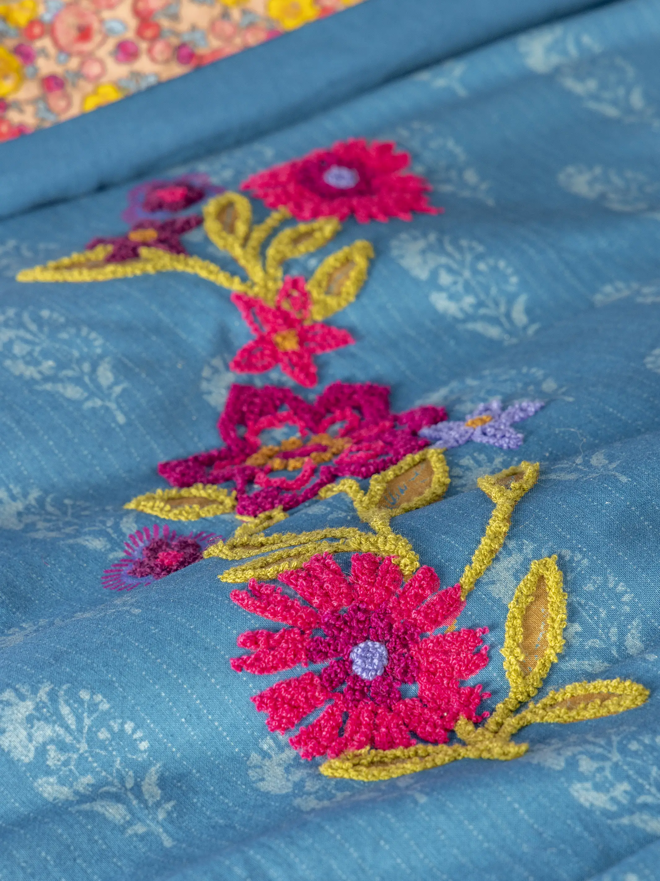 Catalina Cotton Duvet Cover - Block Stamp Indigo - Image 3