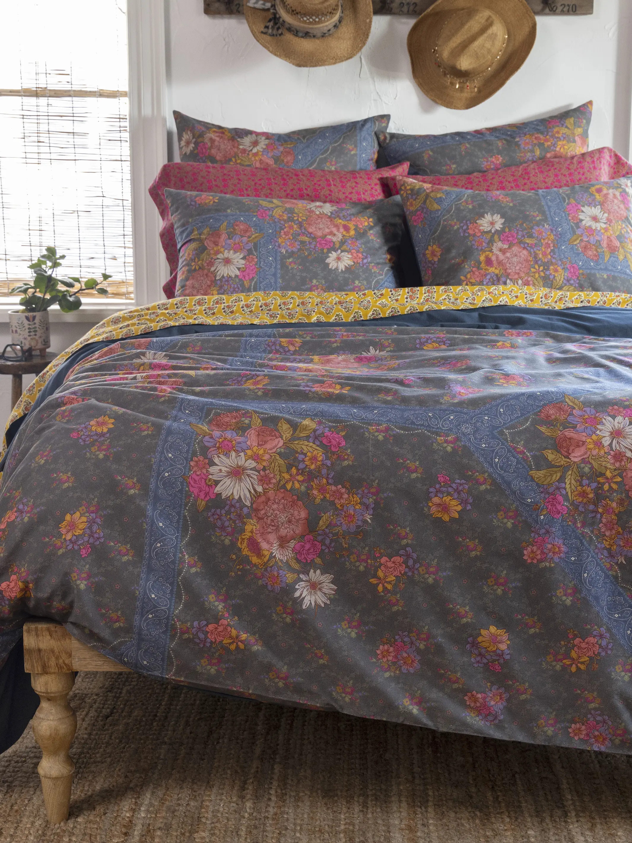 Catalina Cotton Euro Sham - English Garden Charcoal - Image 3