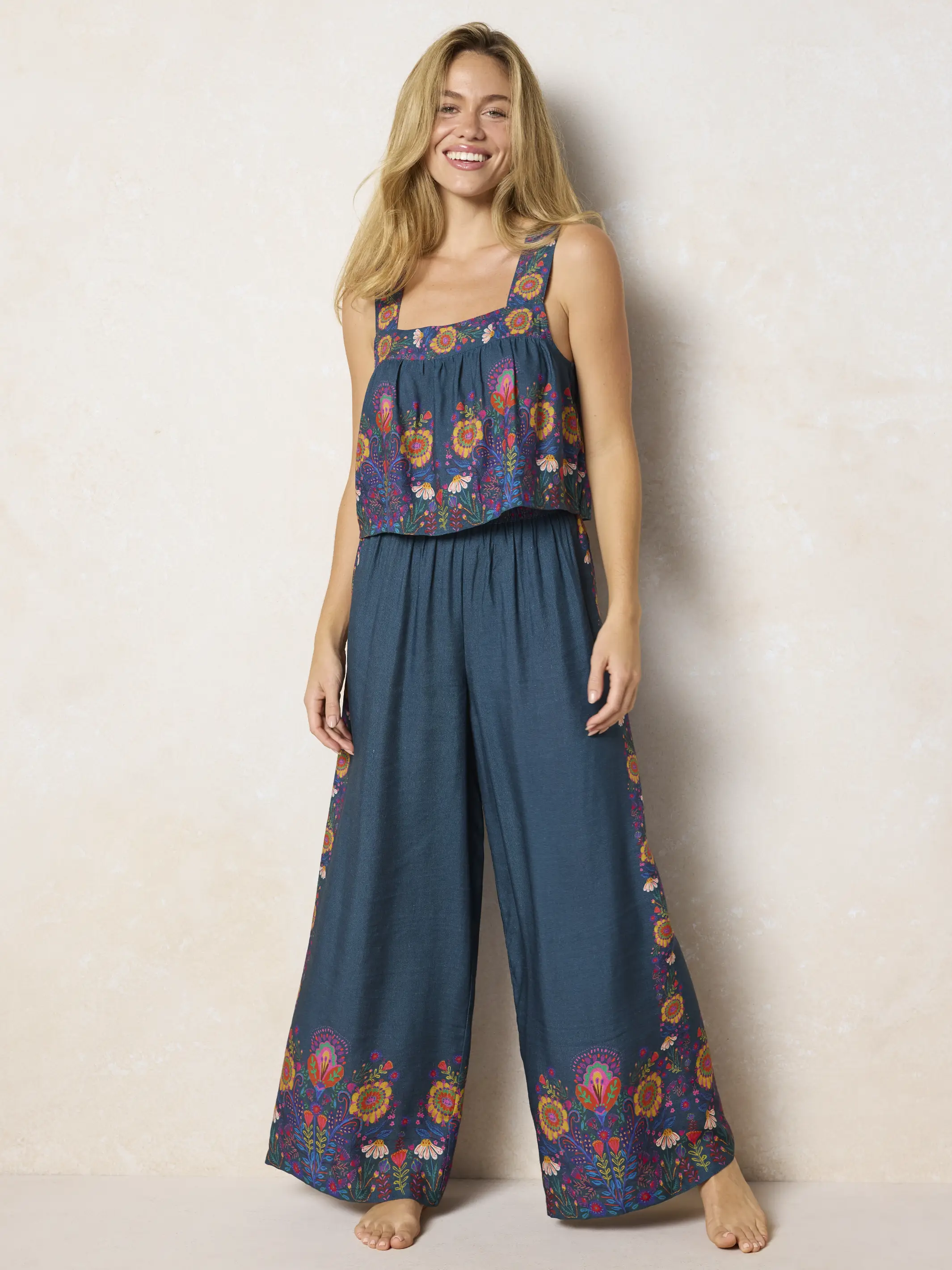 Cece Wide Leg Pants - Slate Blue - Image 4