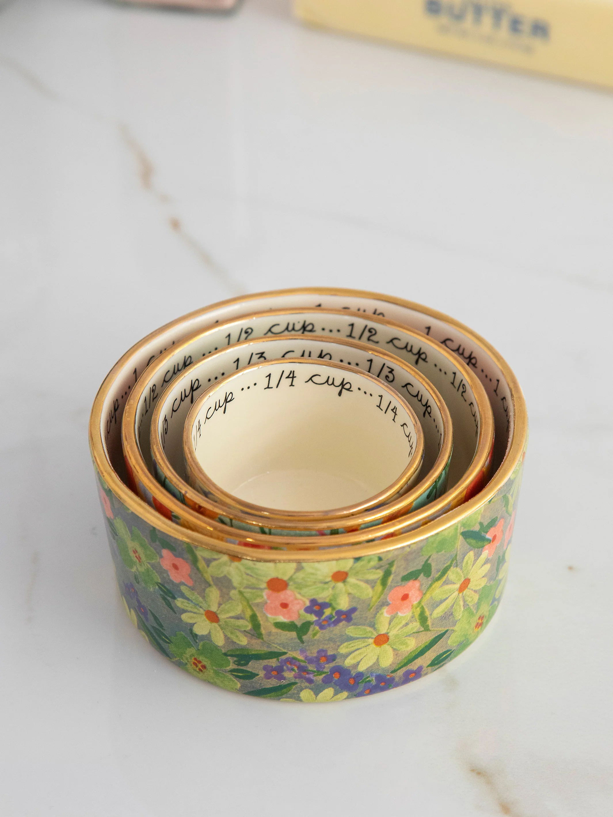Ceramic Nesting Measuring Cups - Multi Floral - Image 2