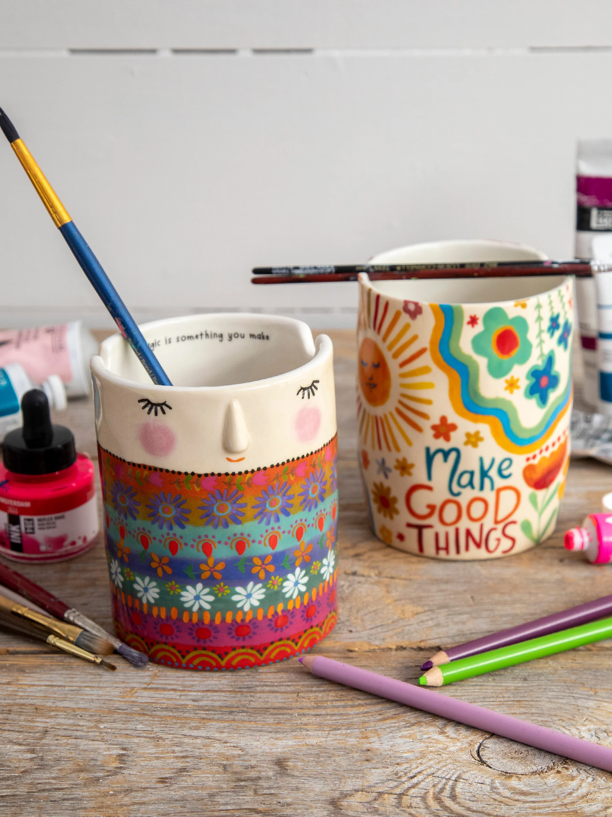 Ceramic Painter's Cup - Folk Lady - Image 4