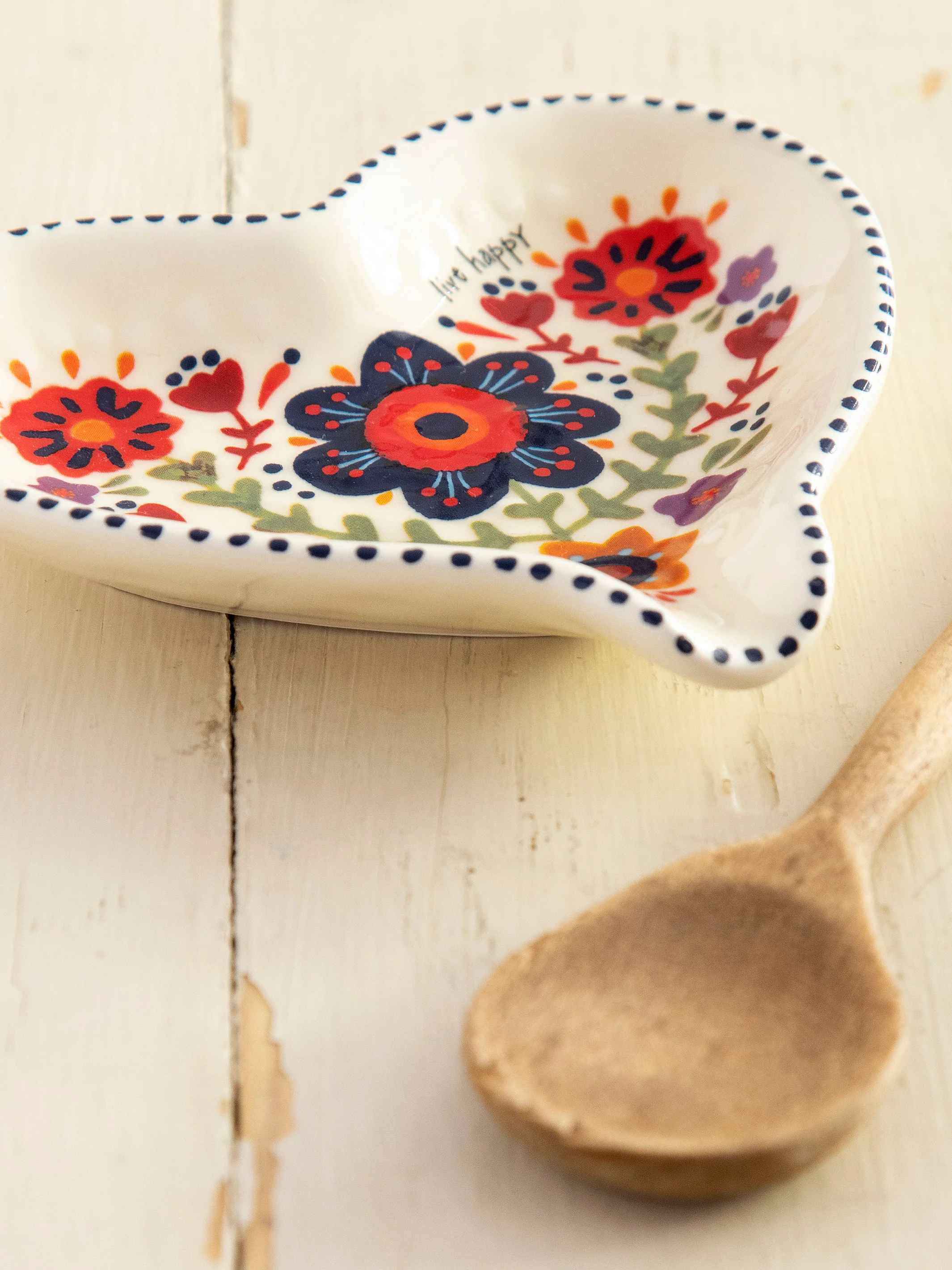 Ceramic Spoon Rest - Live Happy Heart - Image 2