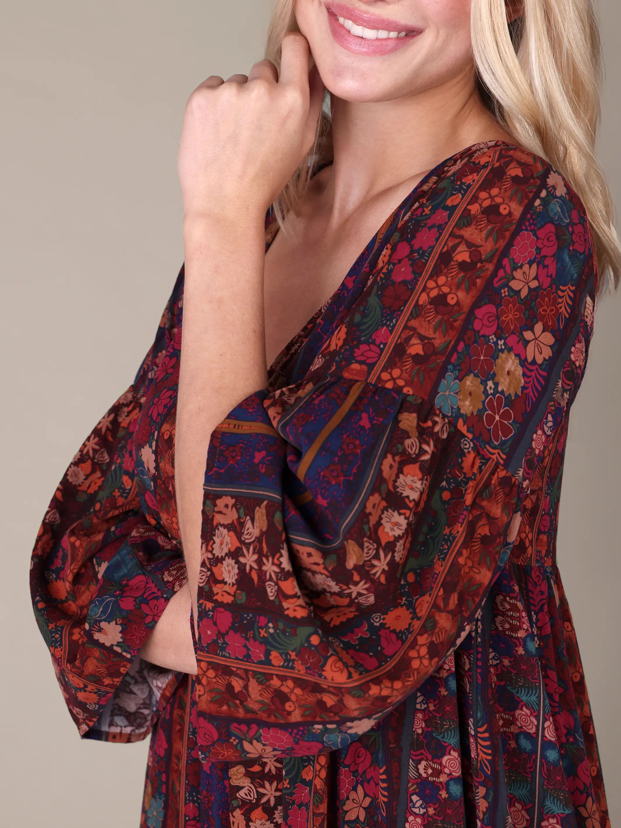 Charlotte Midi Dress -  Tropical Fuchsia Stripes - Image 3