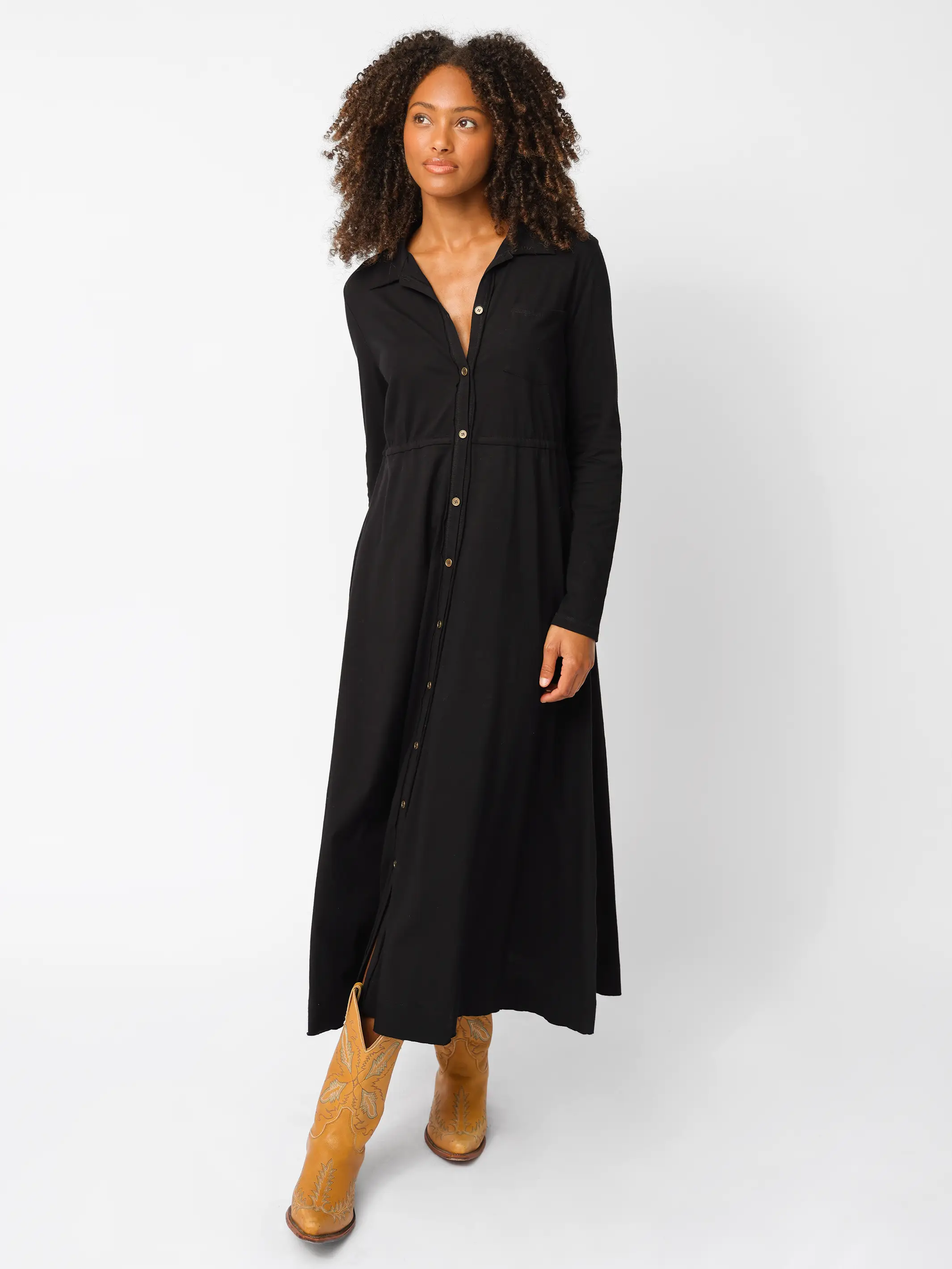 Christa Knit Cotton Maxi Dress - Black - Image 4