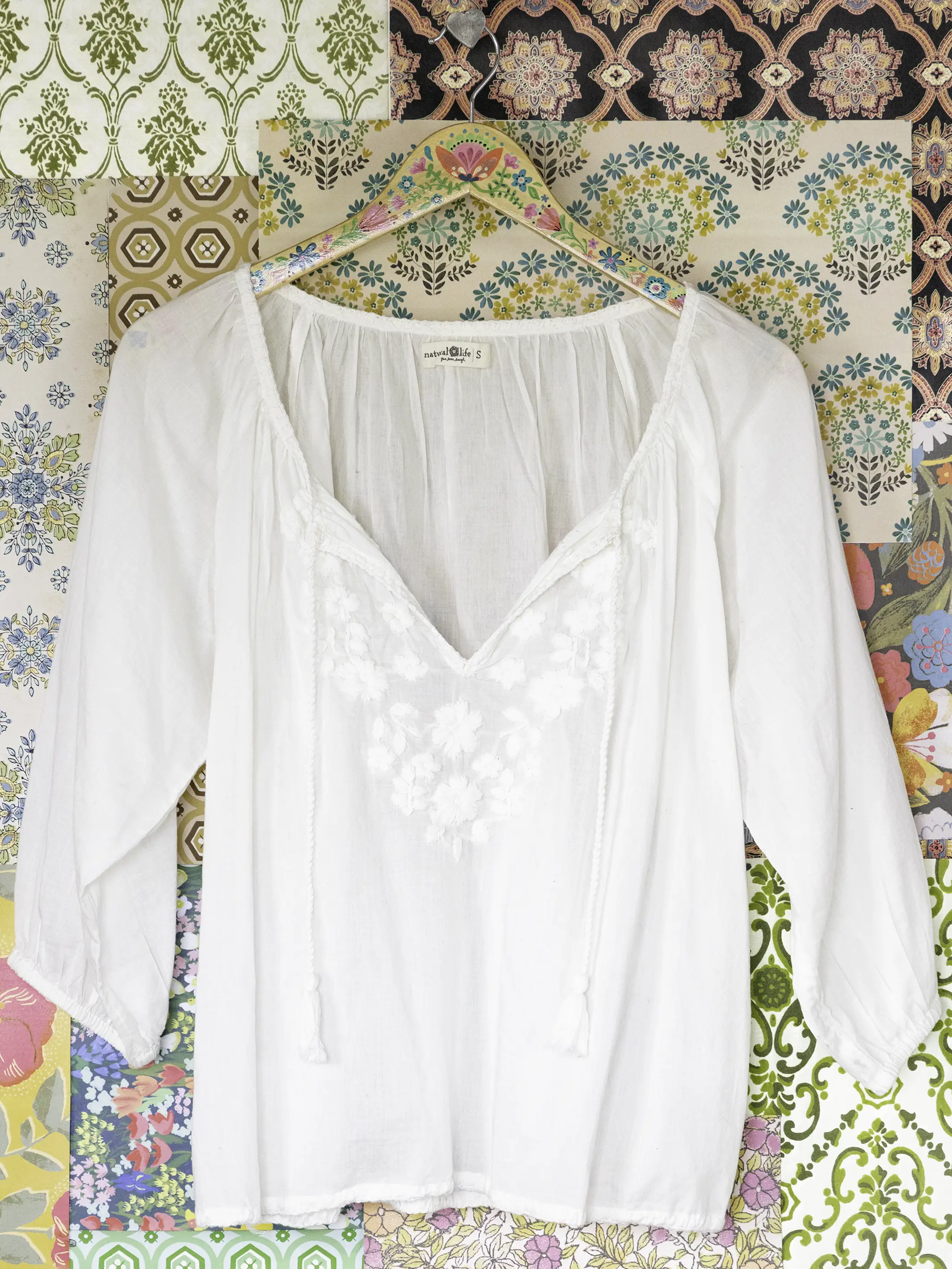 Christy Embroidered Cotton Blouse - Ivory - Image 3