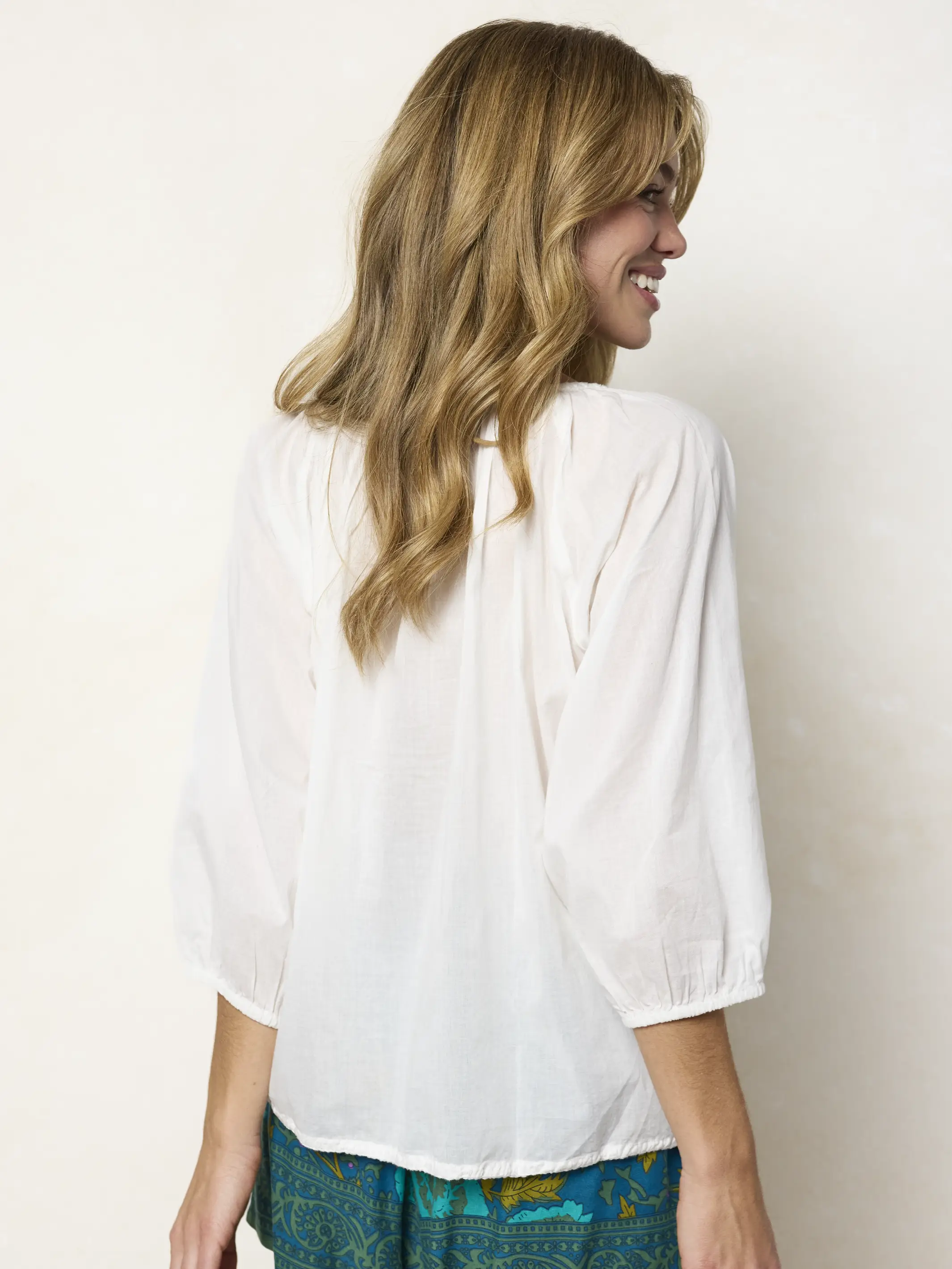 Christy Embroidered Cotton Blouse - Ivory - Image 5