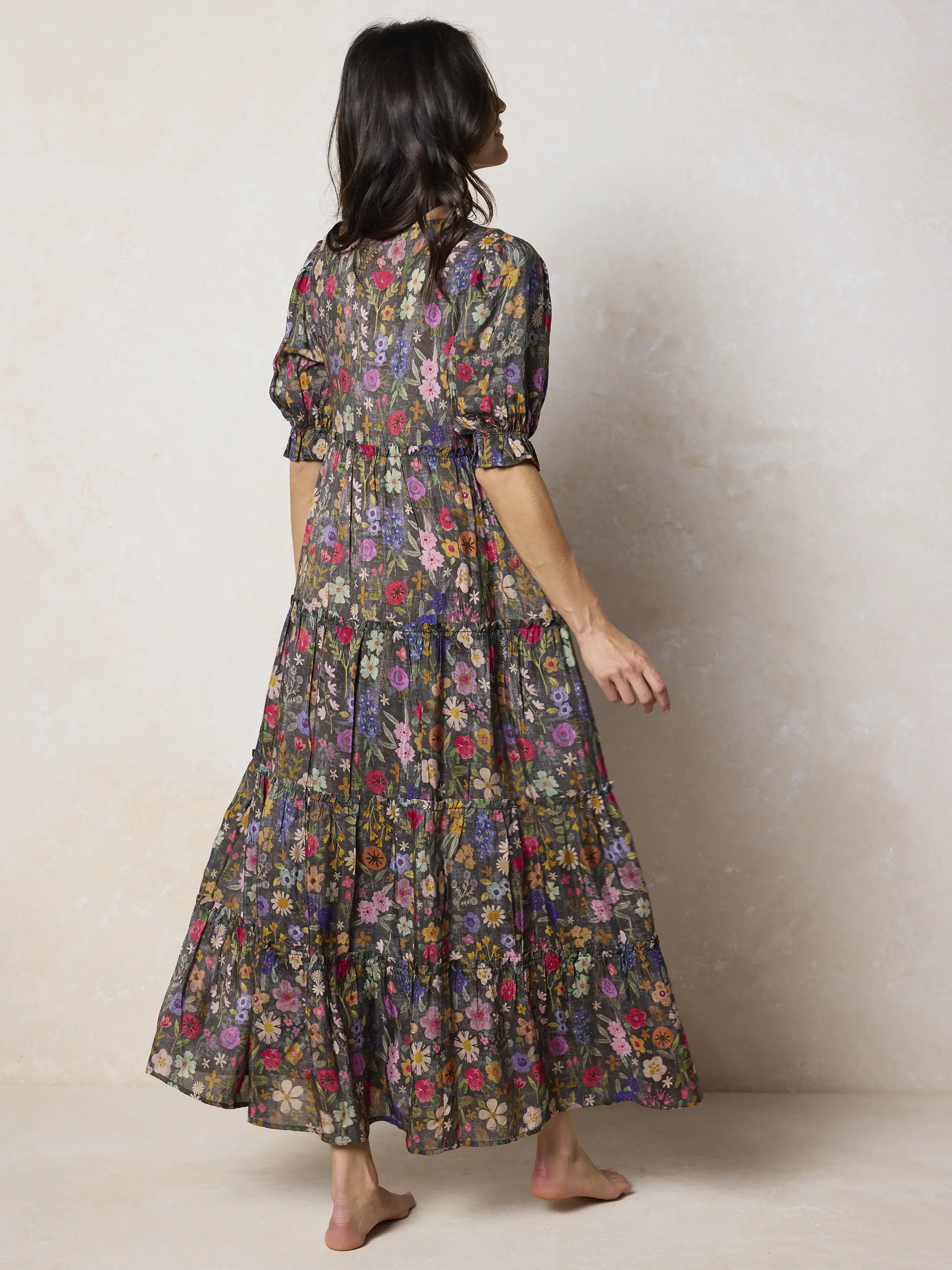 Collette Embroidered Maxi Dress - Flung Floral Wildflowers - Image 3