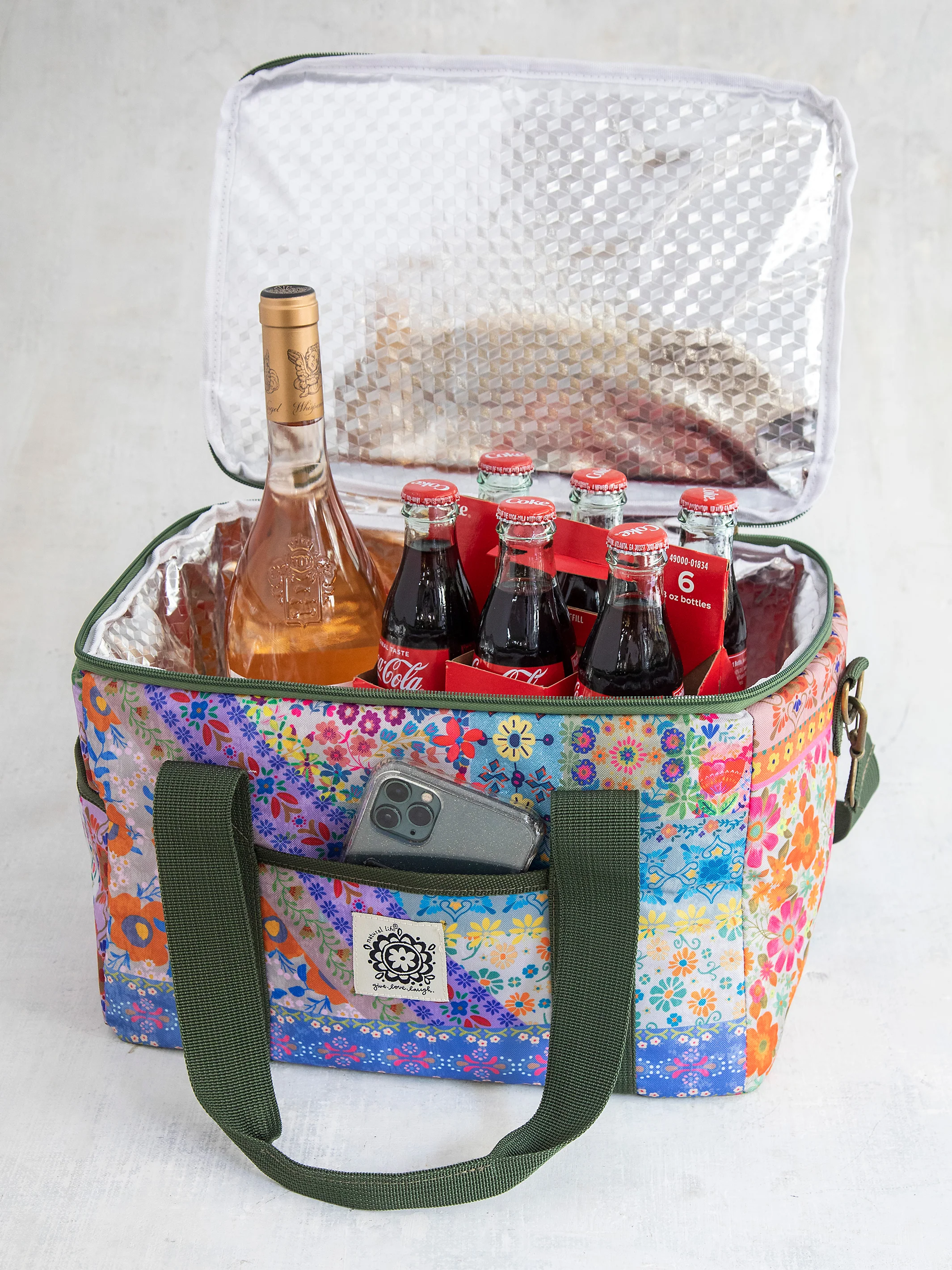 Cooler Tote - Folk Flower Patchwork - Image 2