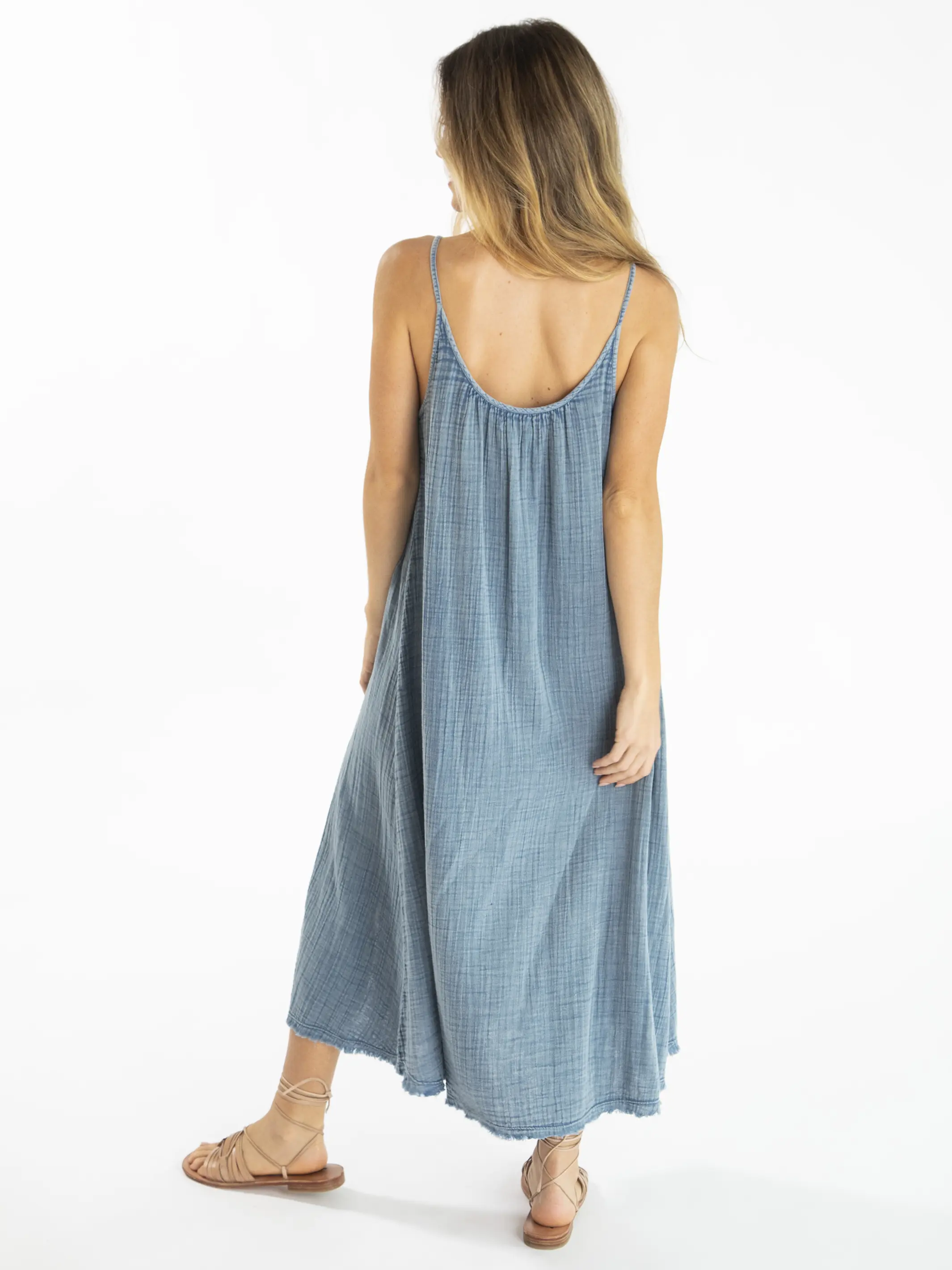 Cosette Embroidered Cotton Maxi Dress - Denim - Image 5