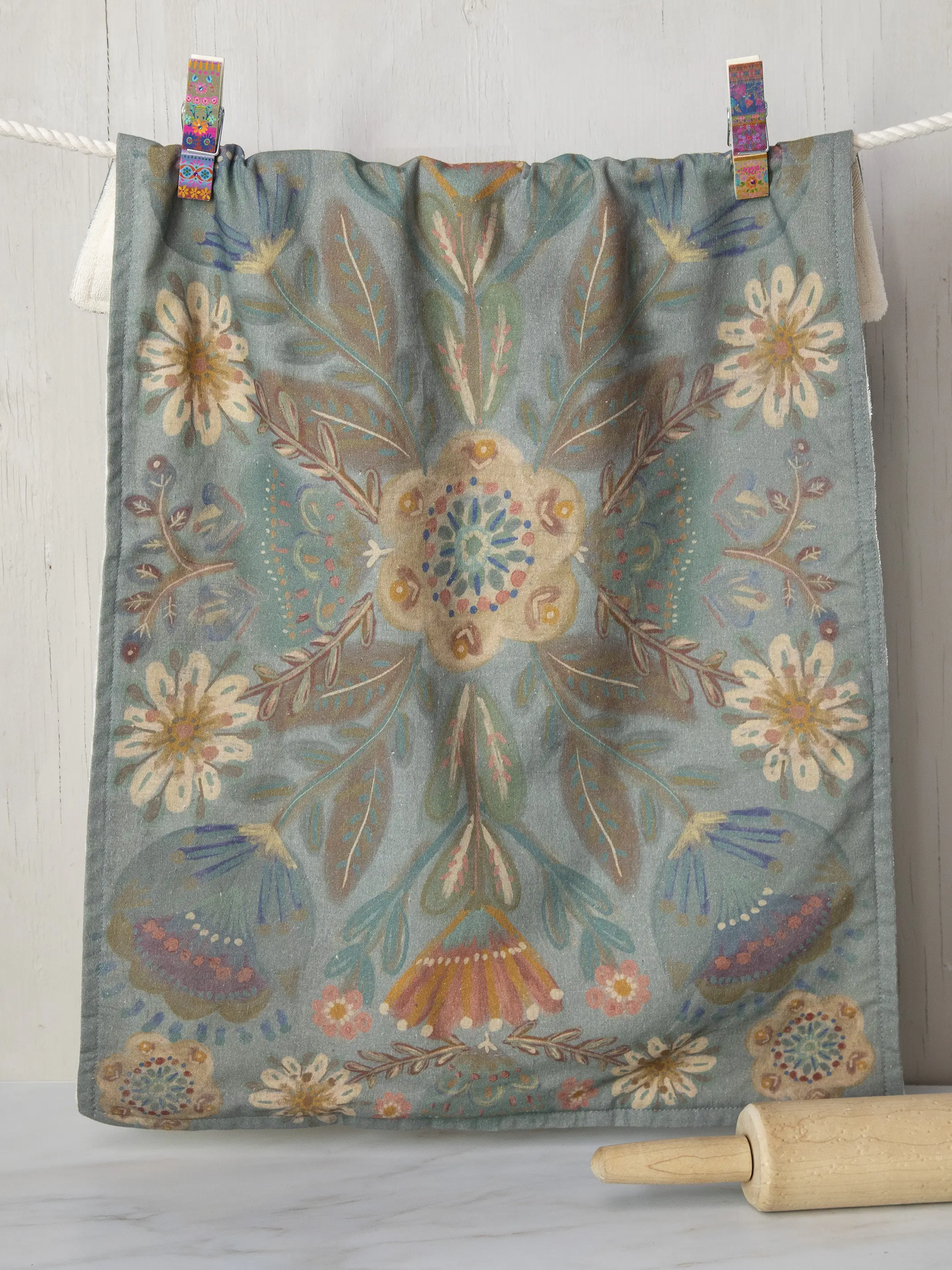 Cotton Dish Towel - Folk Flower - Image 3