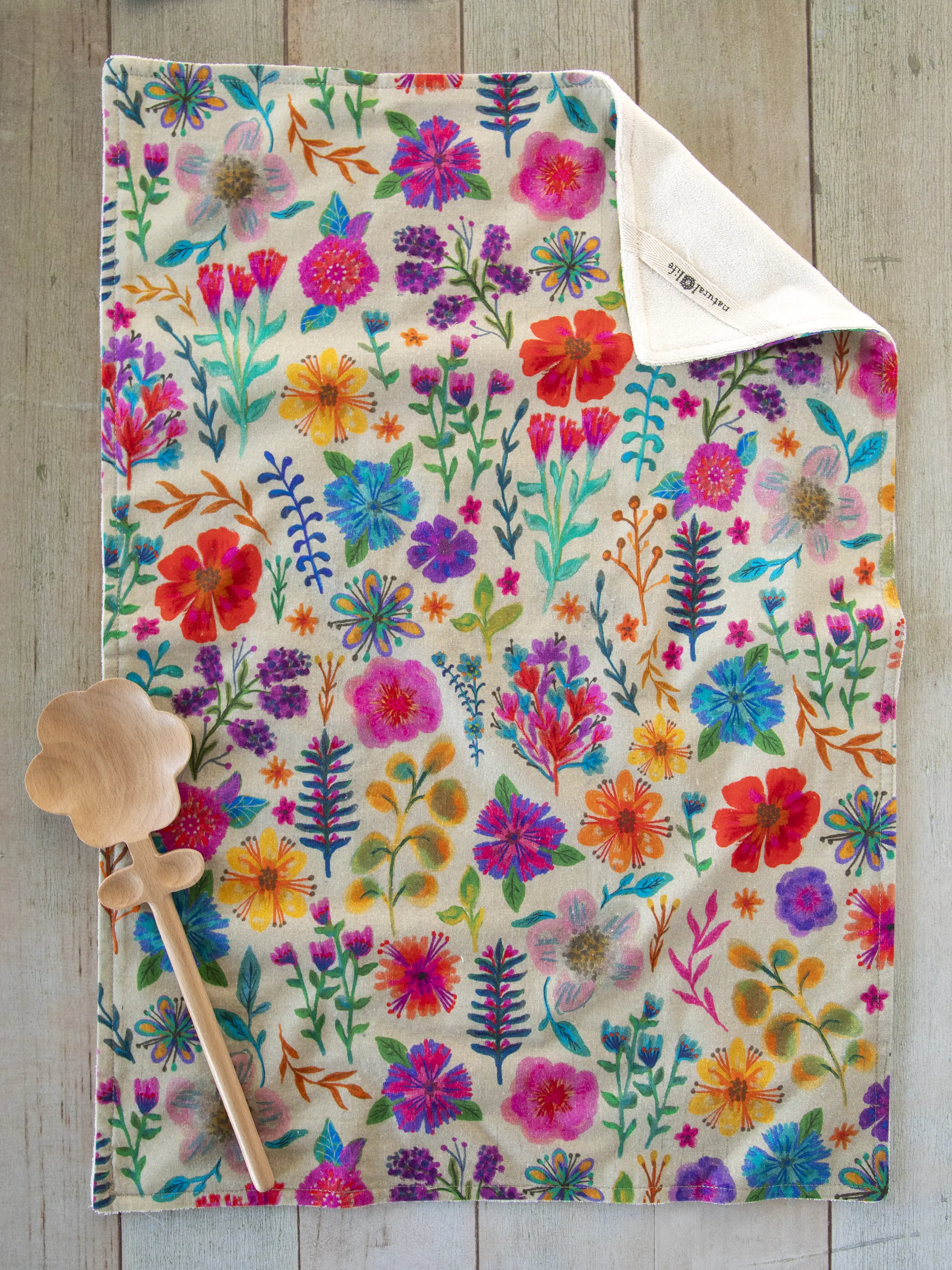 Cotton Dish Towel - Rainbow Garden Cream - Image 3