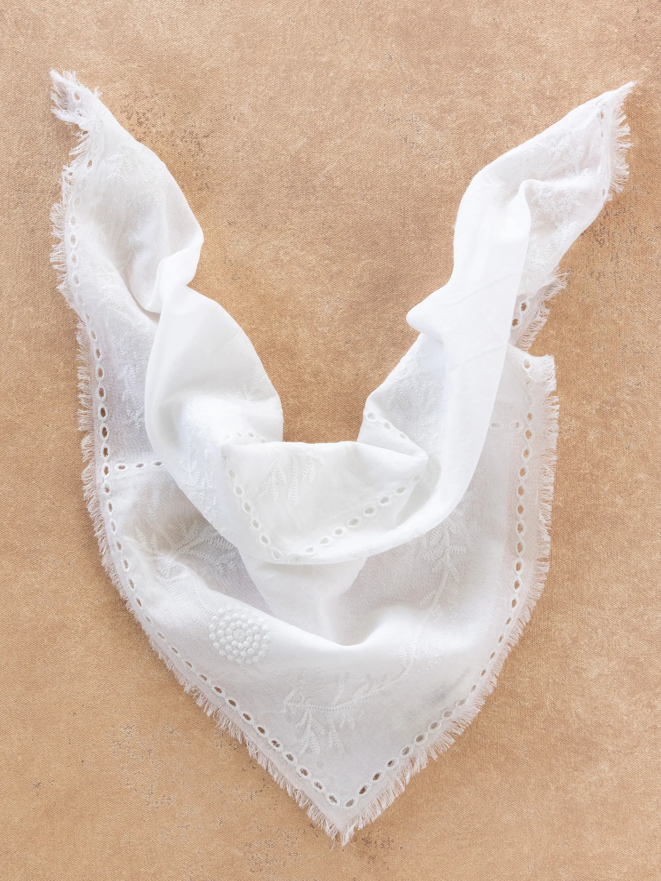 Cotton Eyelet Bandana - White - Image 4