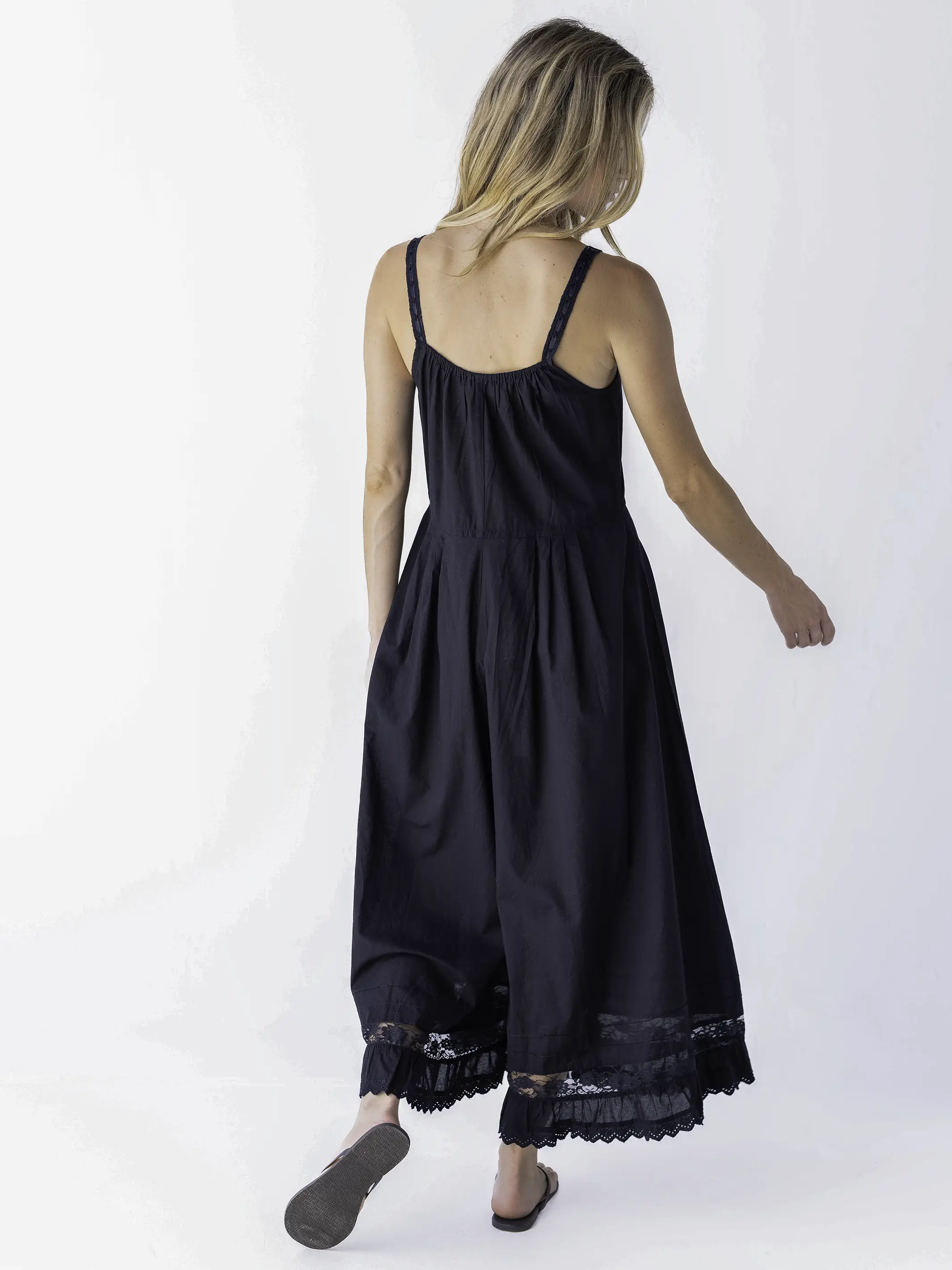 Cotton & Lace Jumpsuit - Black - Image 3