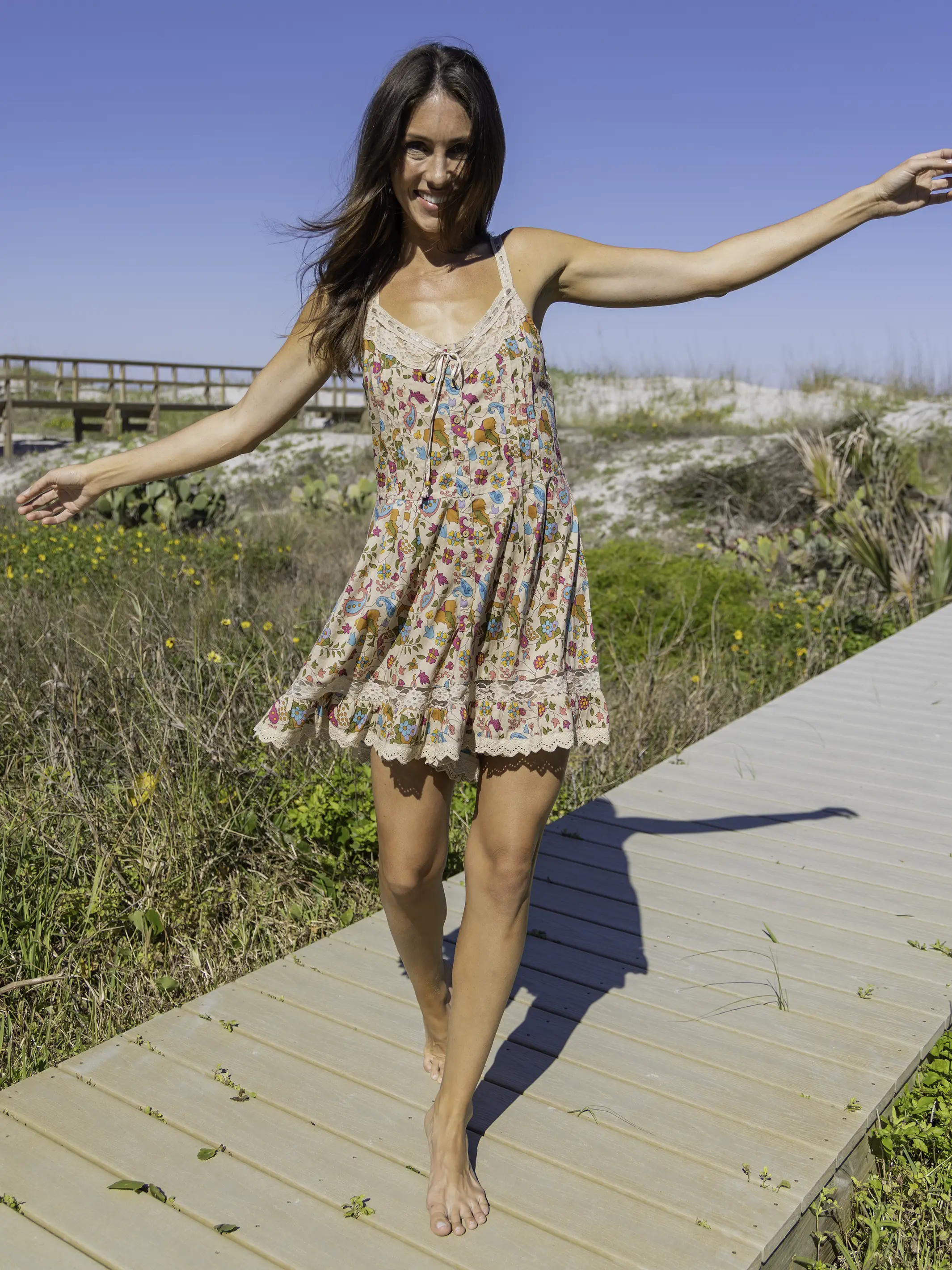Cotton & Lace Romper - Paisley Petals - Image 4