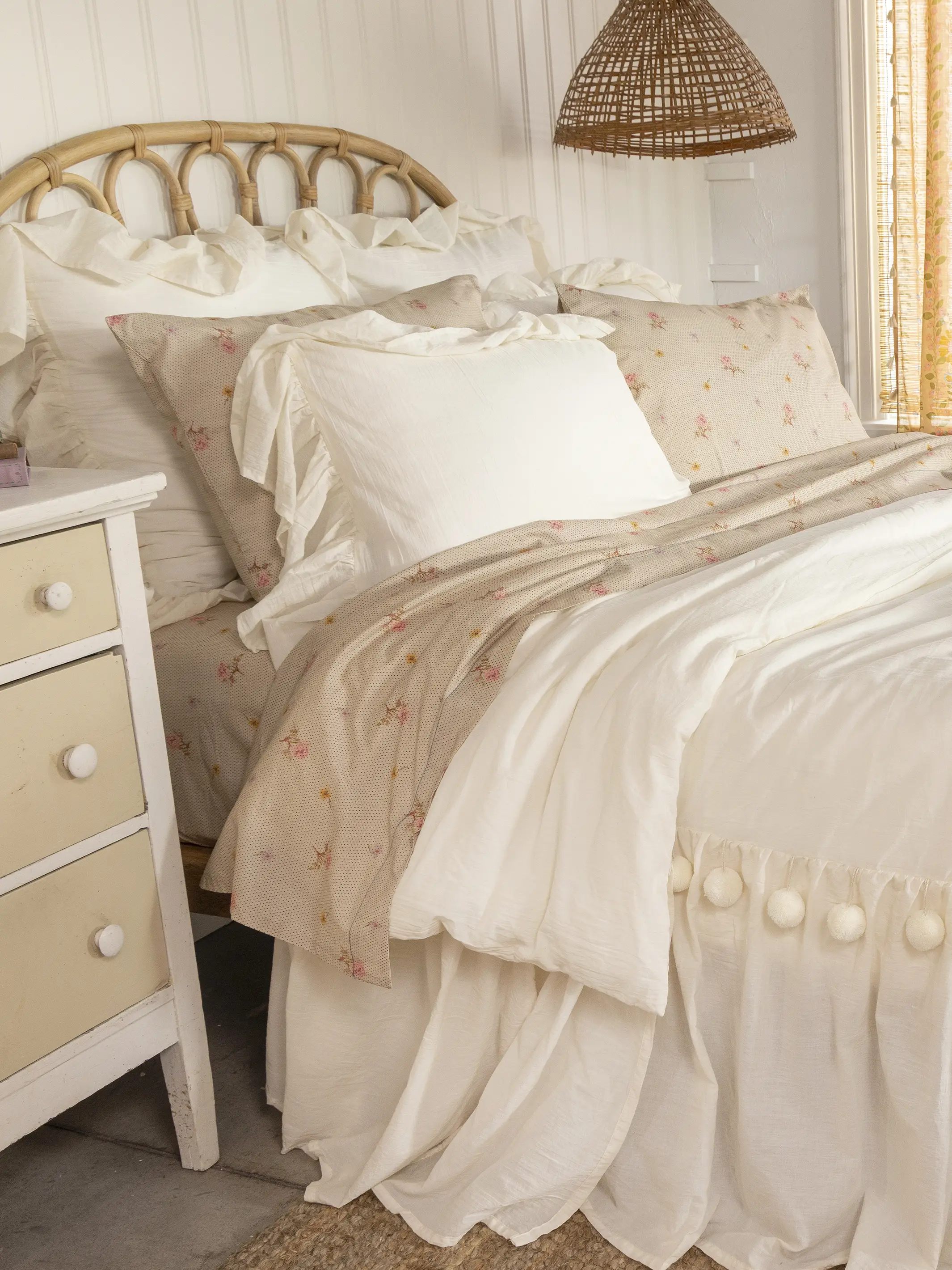 Cotton Ruffle Shams, Set of 2 - Cream - Image 4