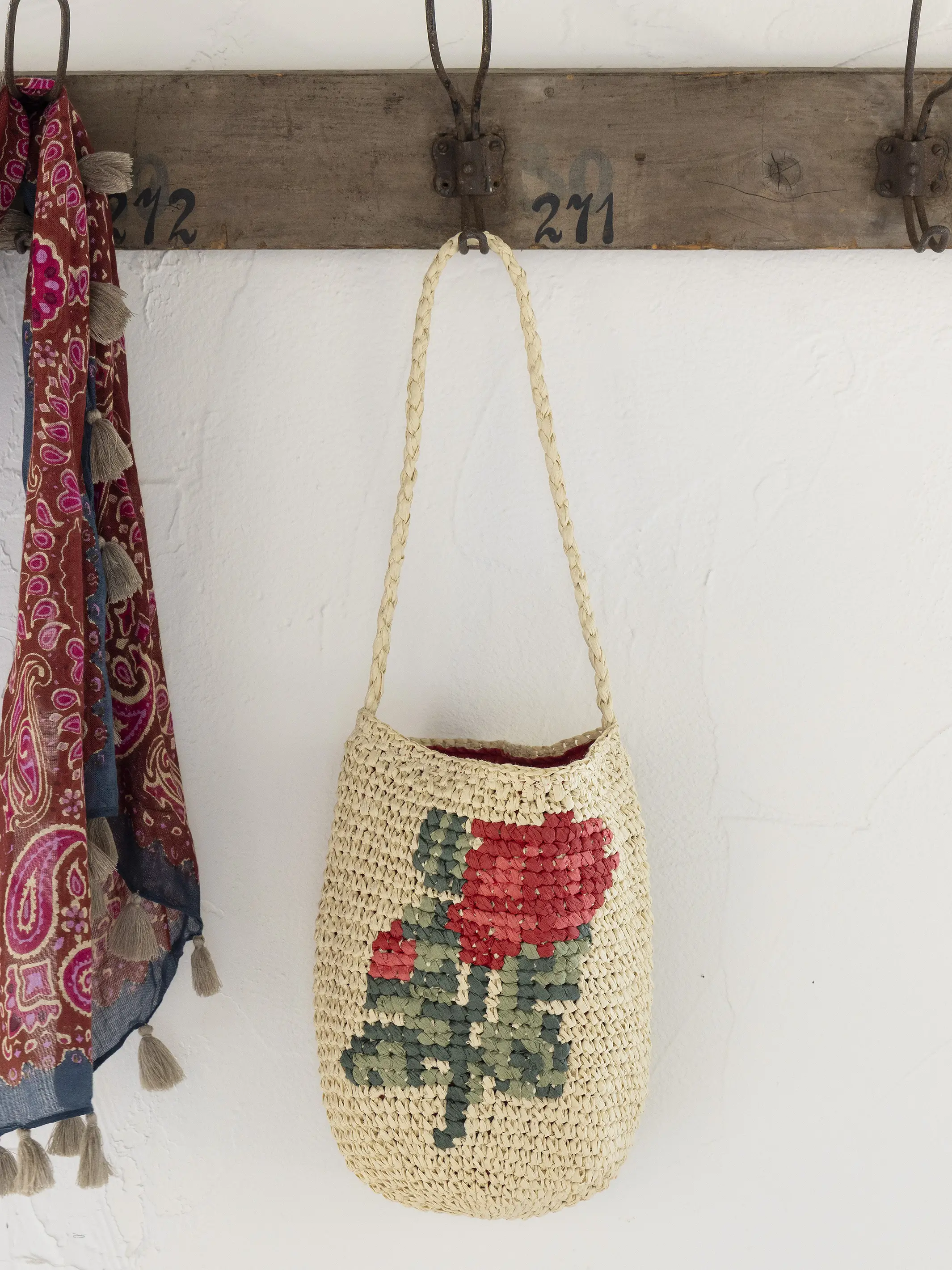 Cross Stitch Straw Bag - Image 3