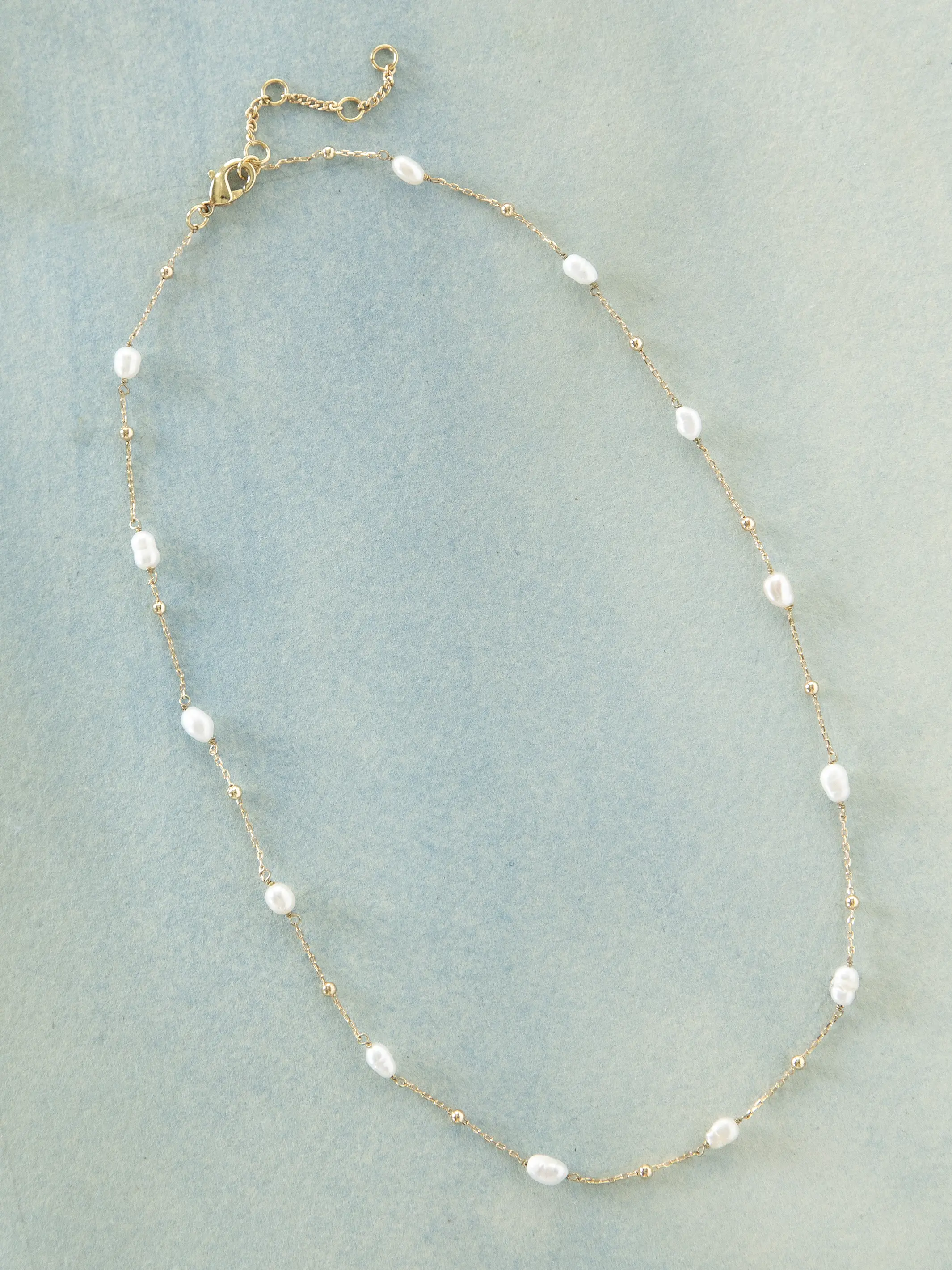 Dainty Jewel Necklace - White Pearl - Image 2