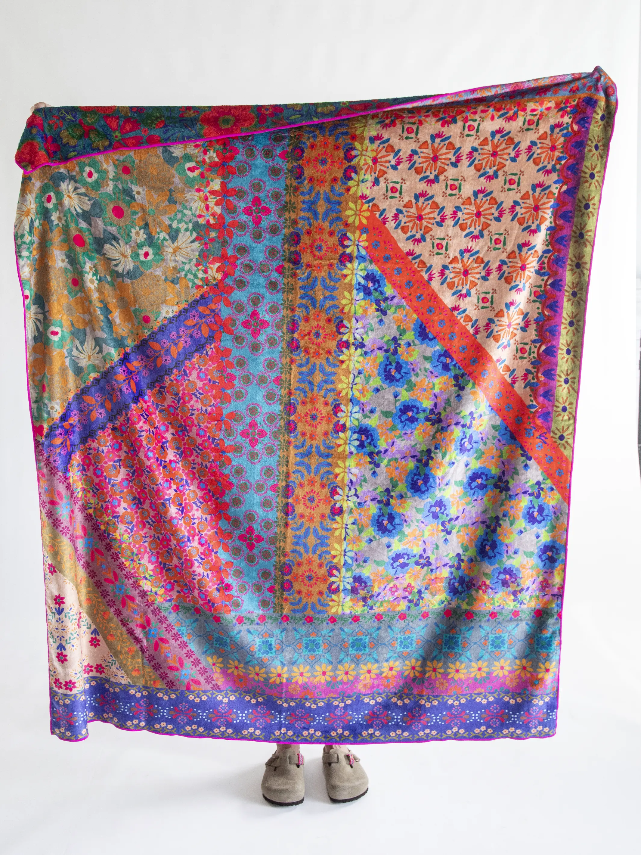 Double-Sided Cozy Throw Blanket - Bright Patchwork - Image 3
