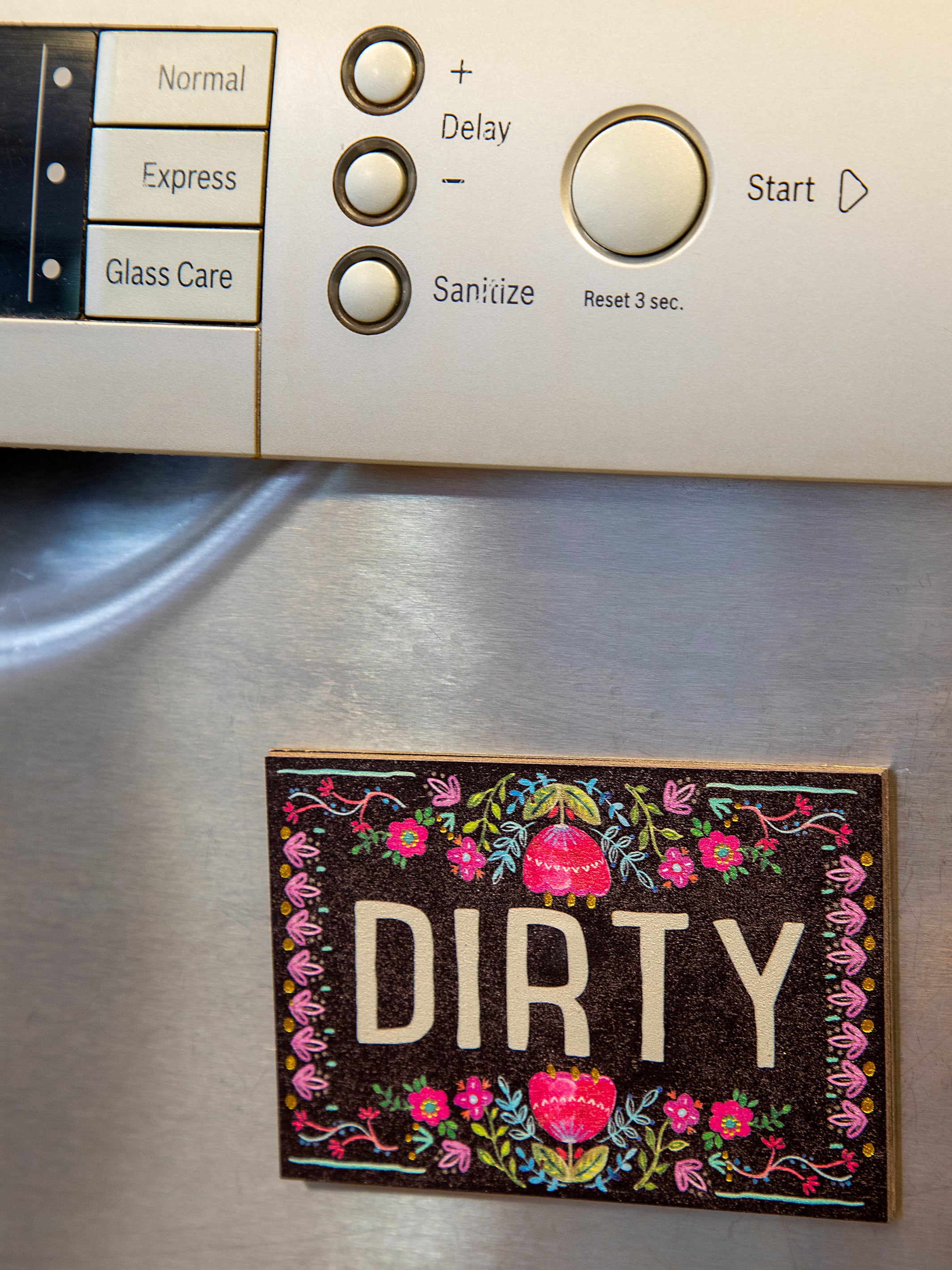Double-sided Dishwasher Magnet - Floral Border - Image 3