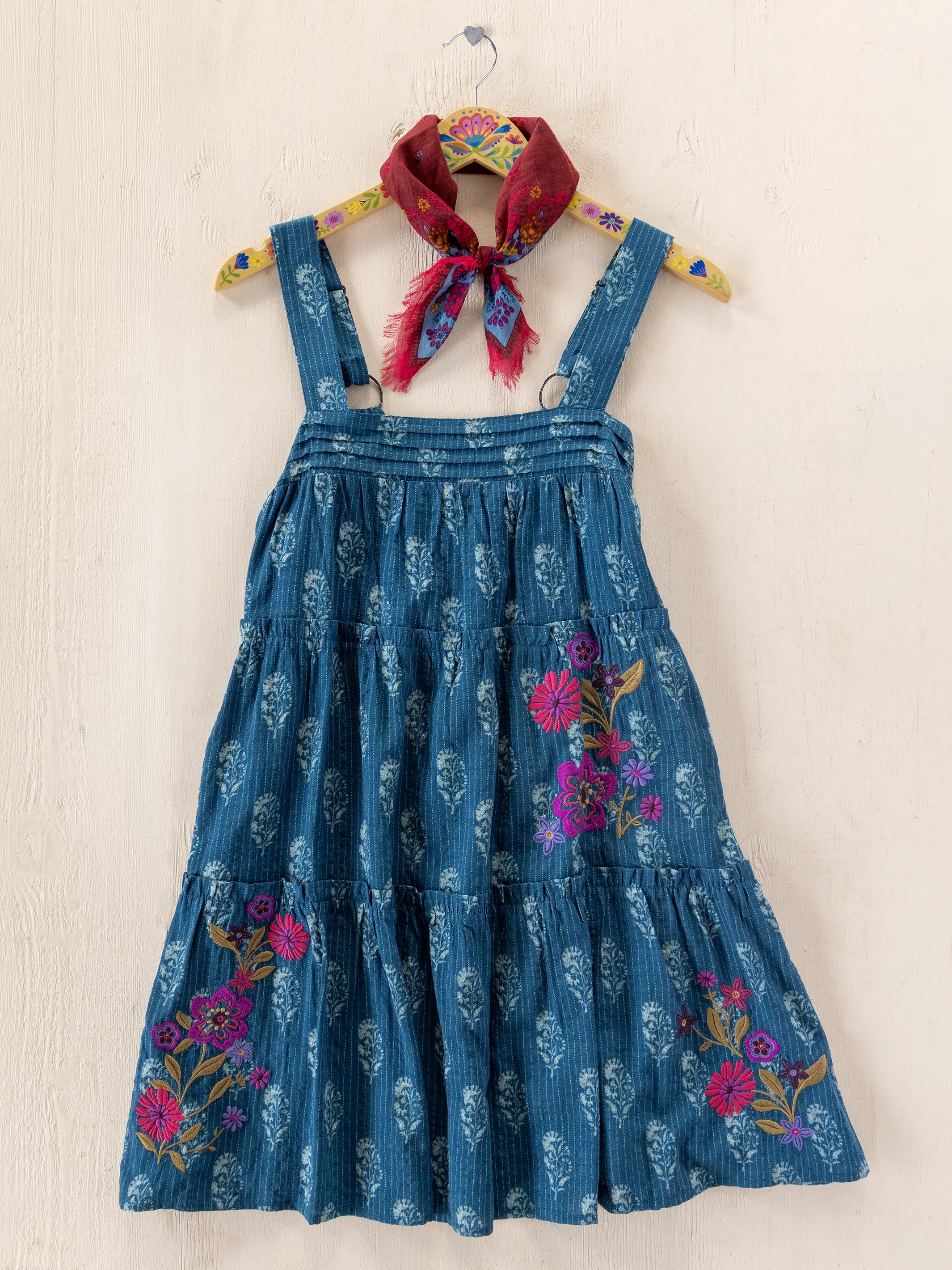 Embroidered Kate Mini Dress - Block Stamp Indigo - Image 6