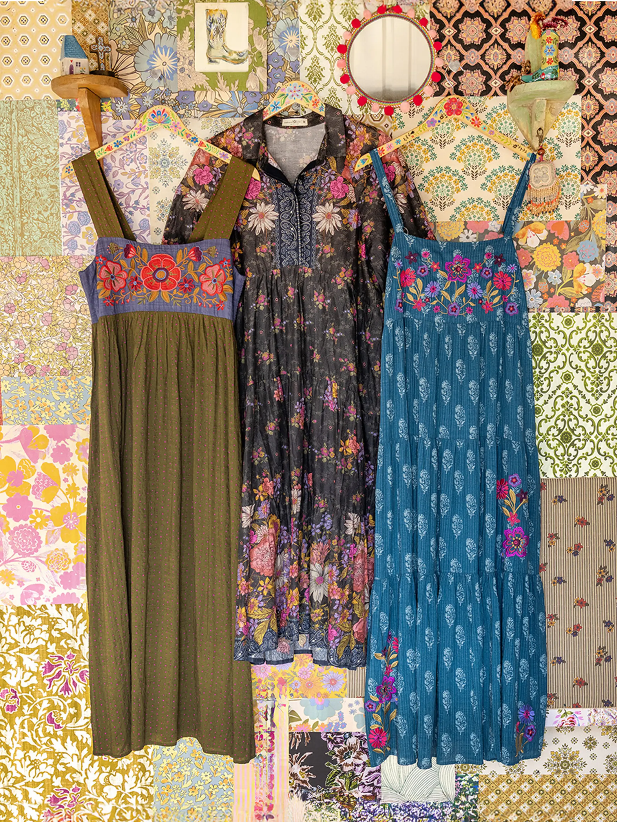 Embroidered Tricia Maxi Dress - Olive Polka Dot - Image 8