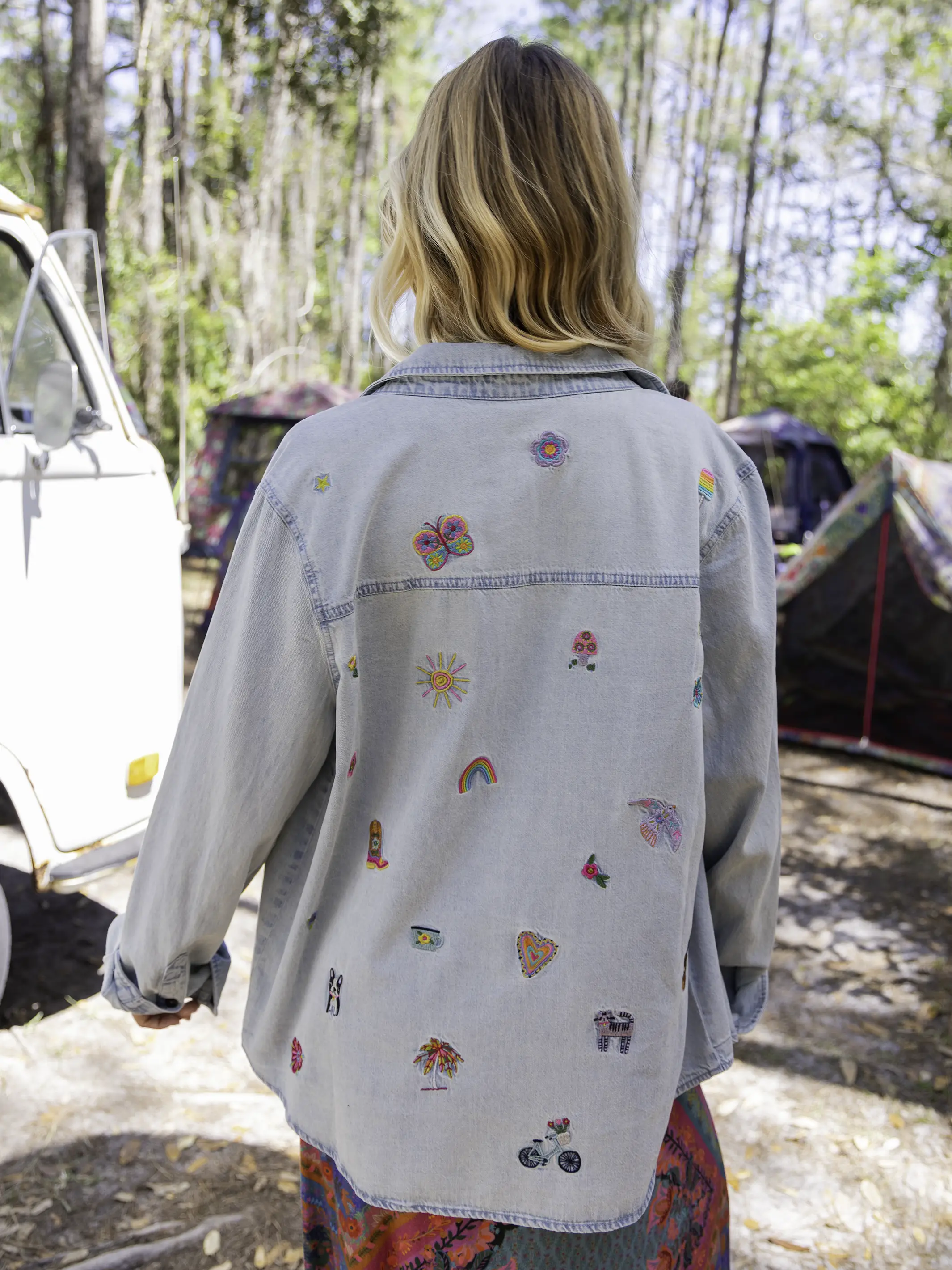Fave Little Things Embroidered Shirt - Light Wash Denim - Image 5