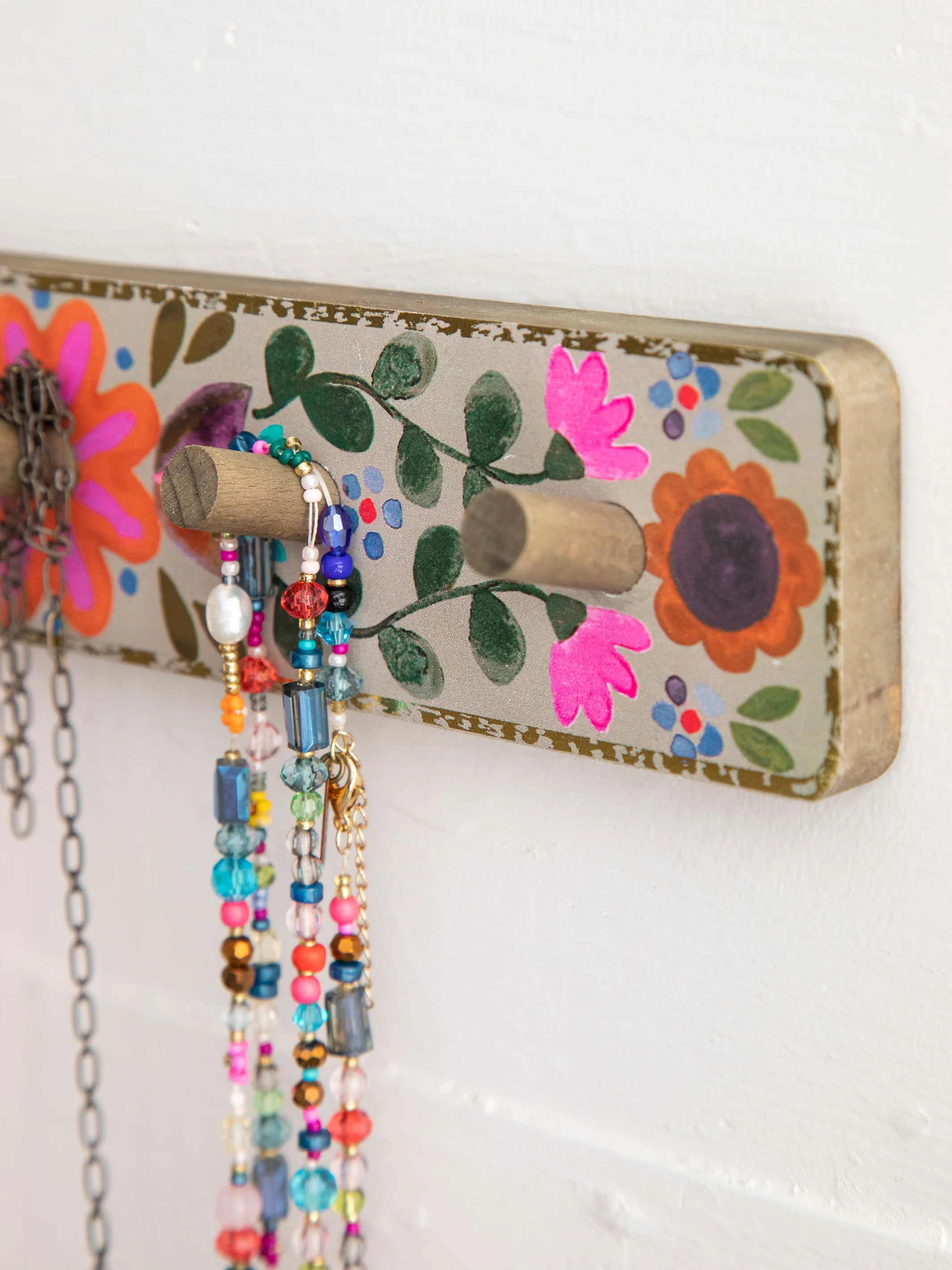 Floral Wall Hook Rack - Pink Flower - Image 2